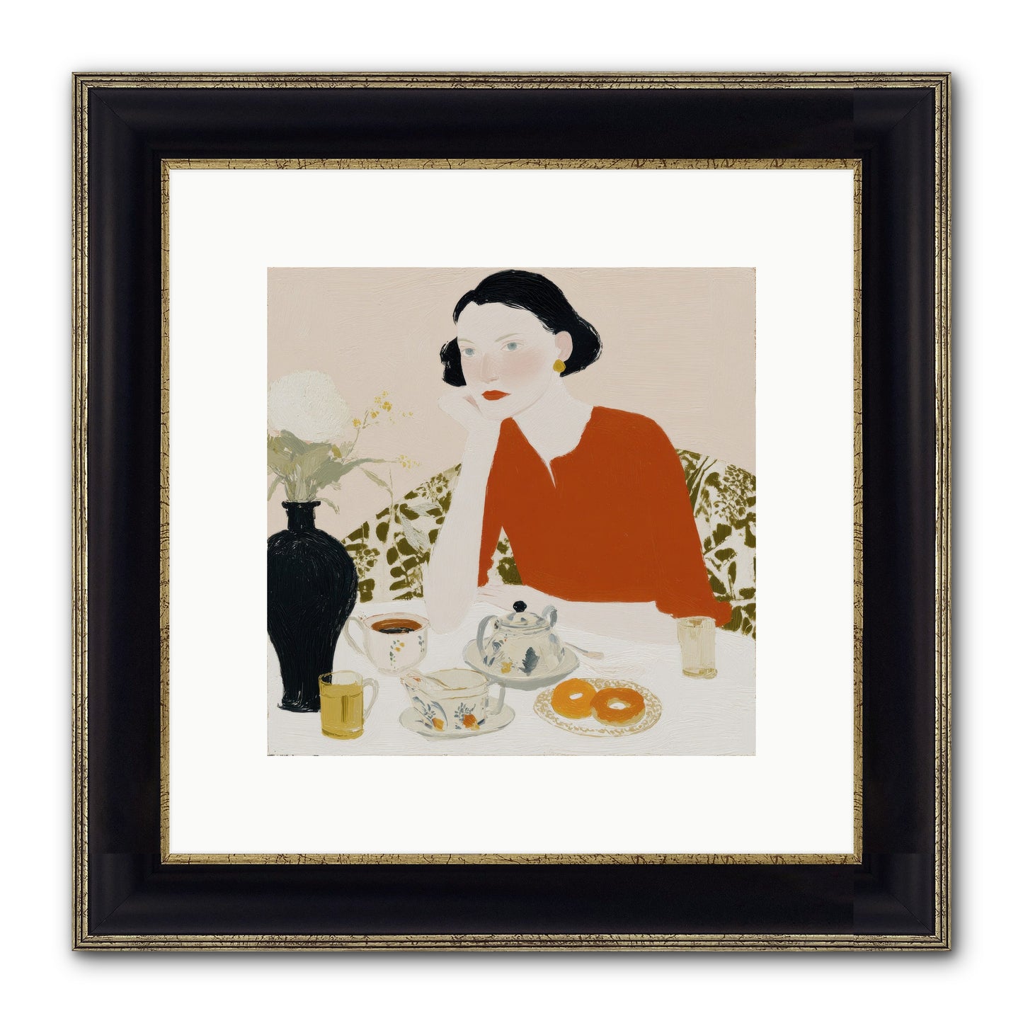 A Study In Simple Pleasure Framed Print - Black & Gold 10x10