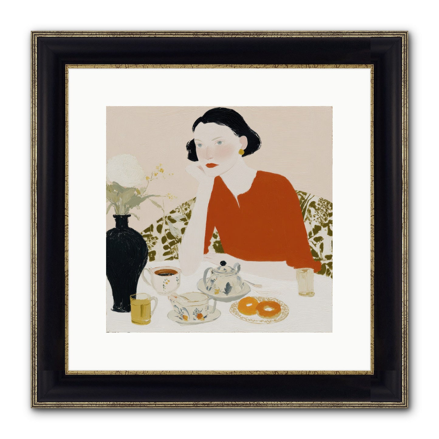 A Study In Simple Pleasure Framed Print - Black & Gold 12x12