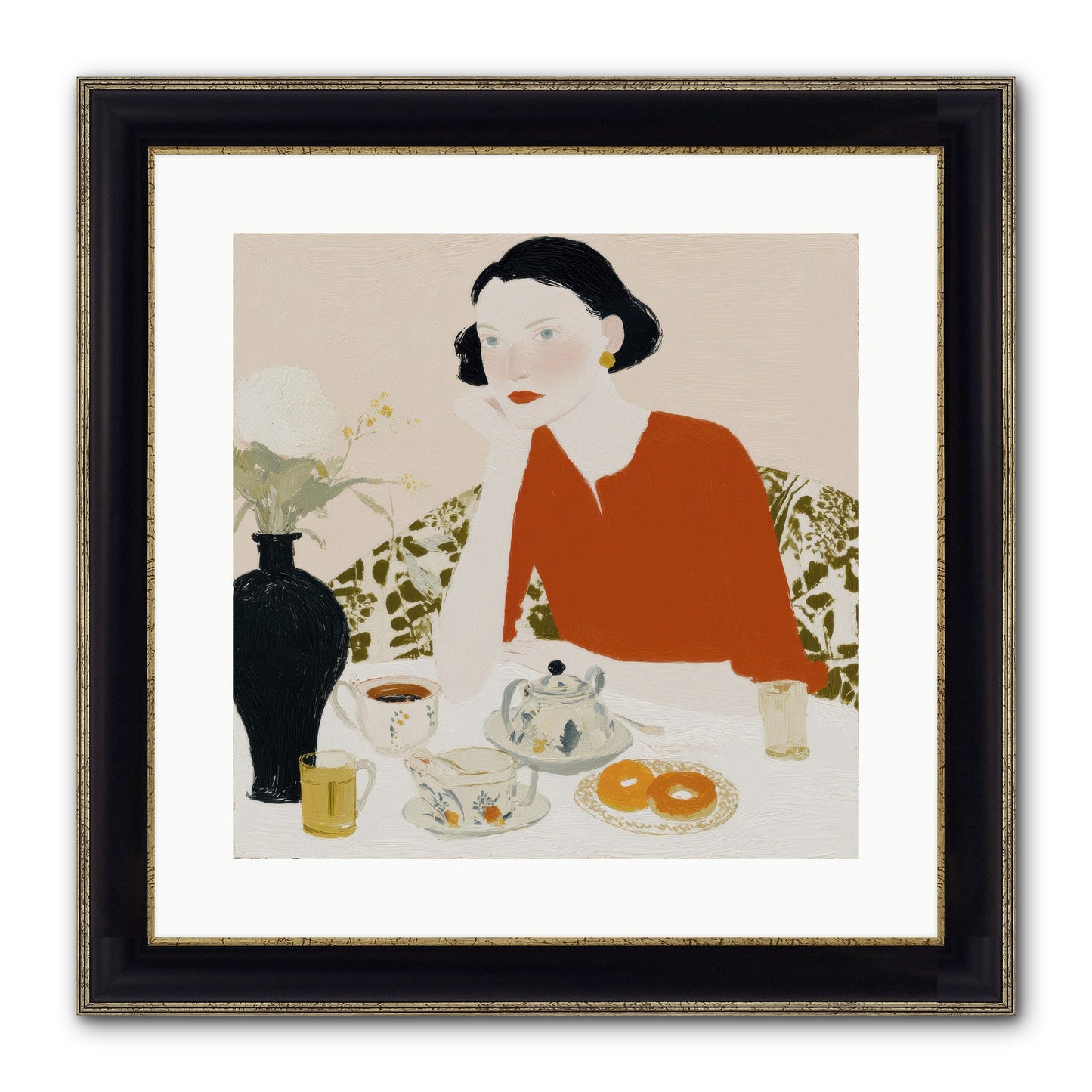 A Study In Simple Pleasure Framed Print - Black & Gold 16x16