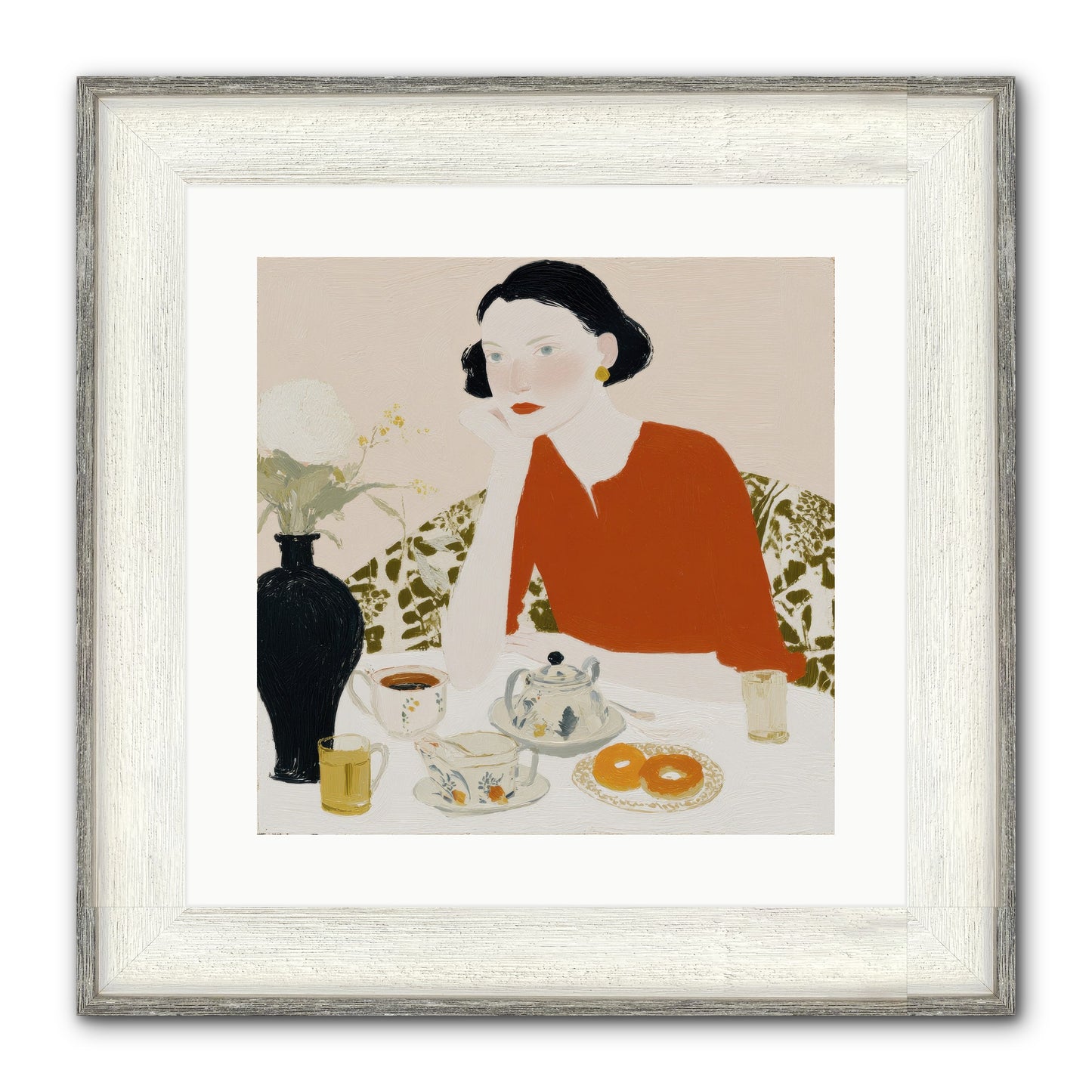 A Study In Simple Pleasure Framed Print - Driftwood White 16x16
