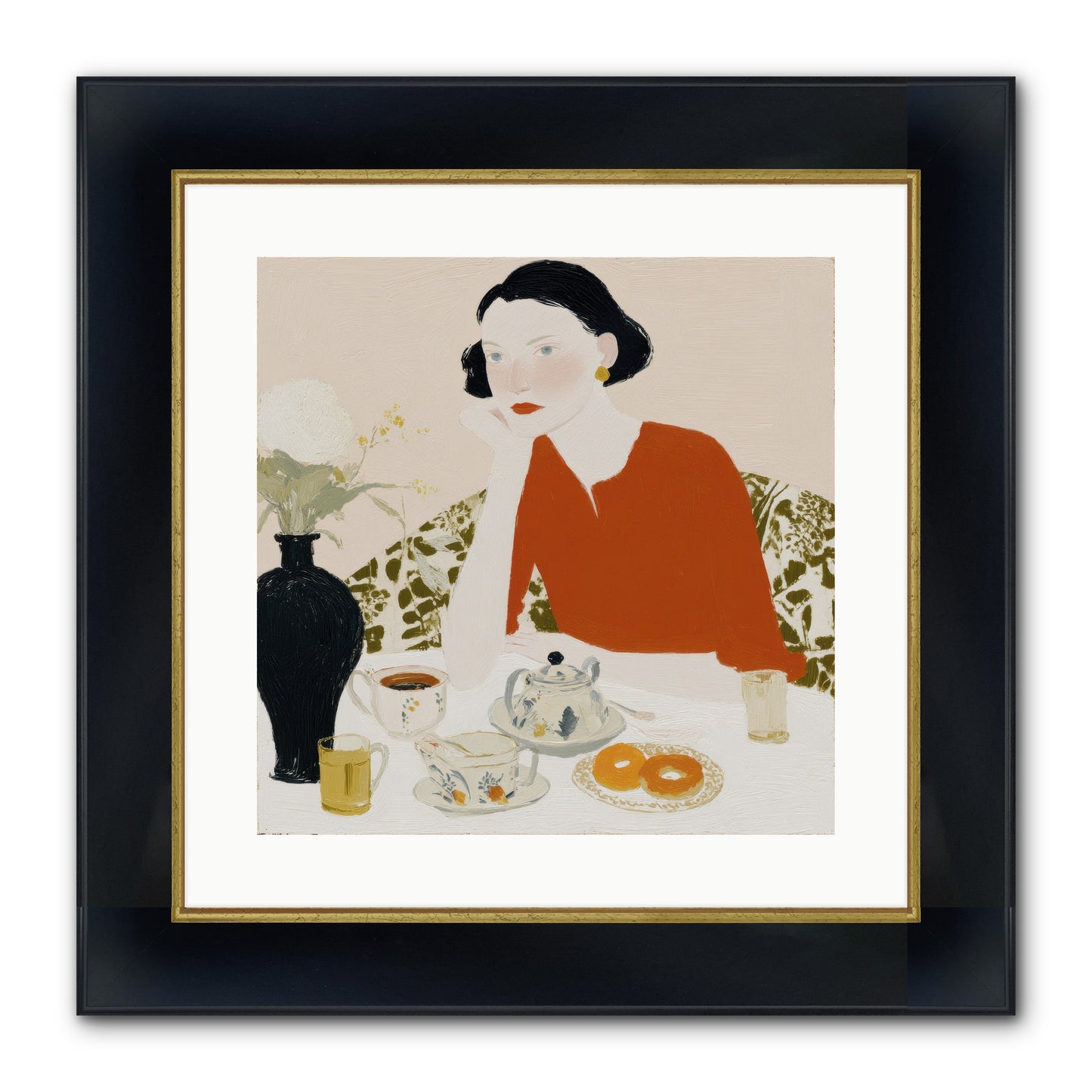 A Study In Simple Pleasure Framed Print - Wide Black w/Gold 16x16