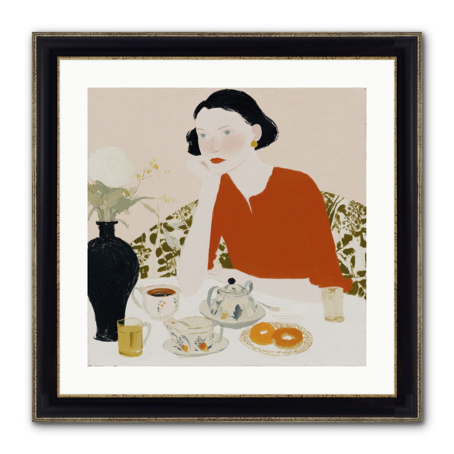 A Study In Simple Pleasure Framed Print - Black & Gold 20x20