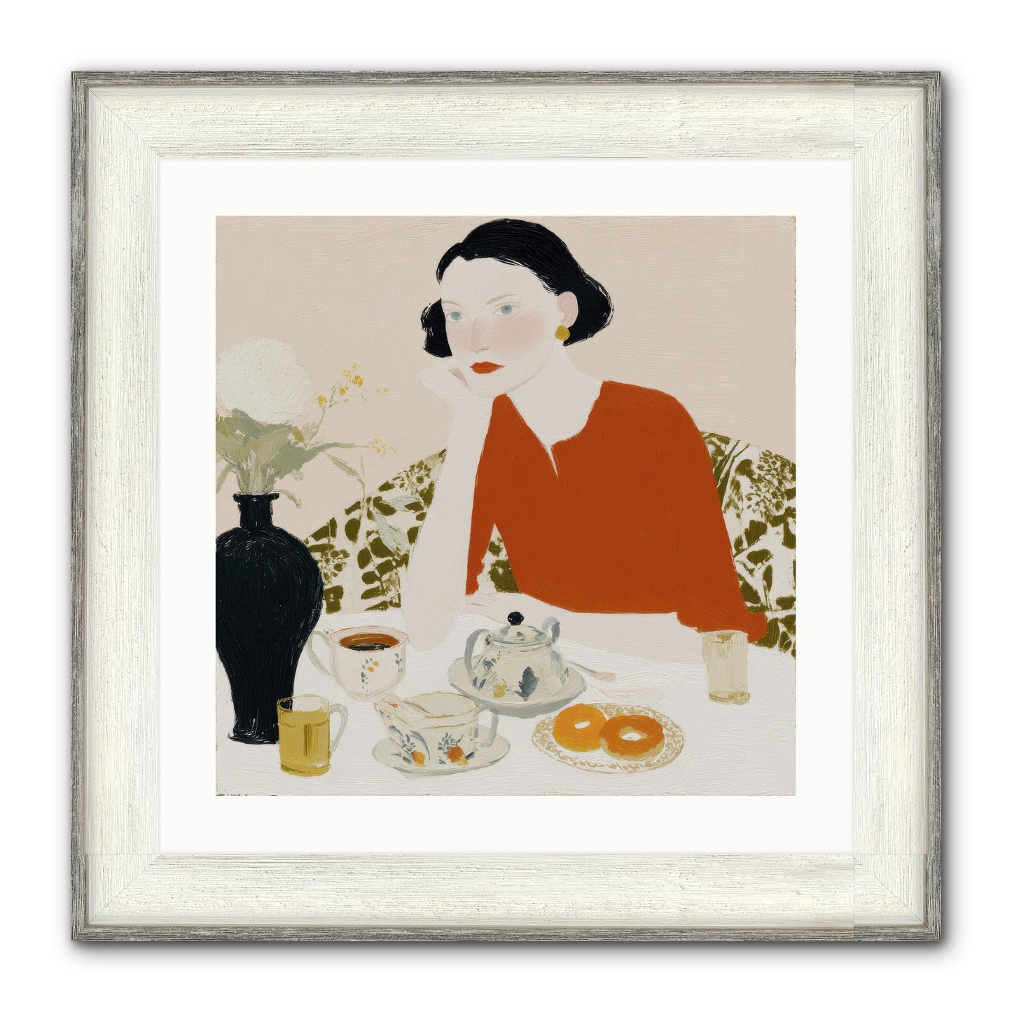 A Study In Simple Pleasure Framed Print - Driftwood White 20x20