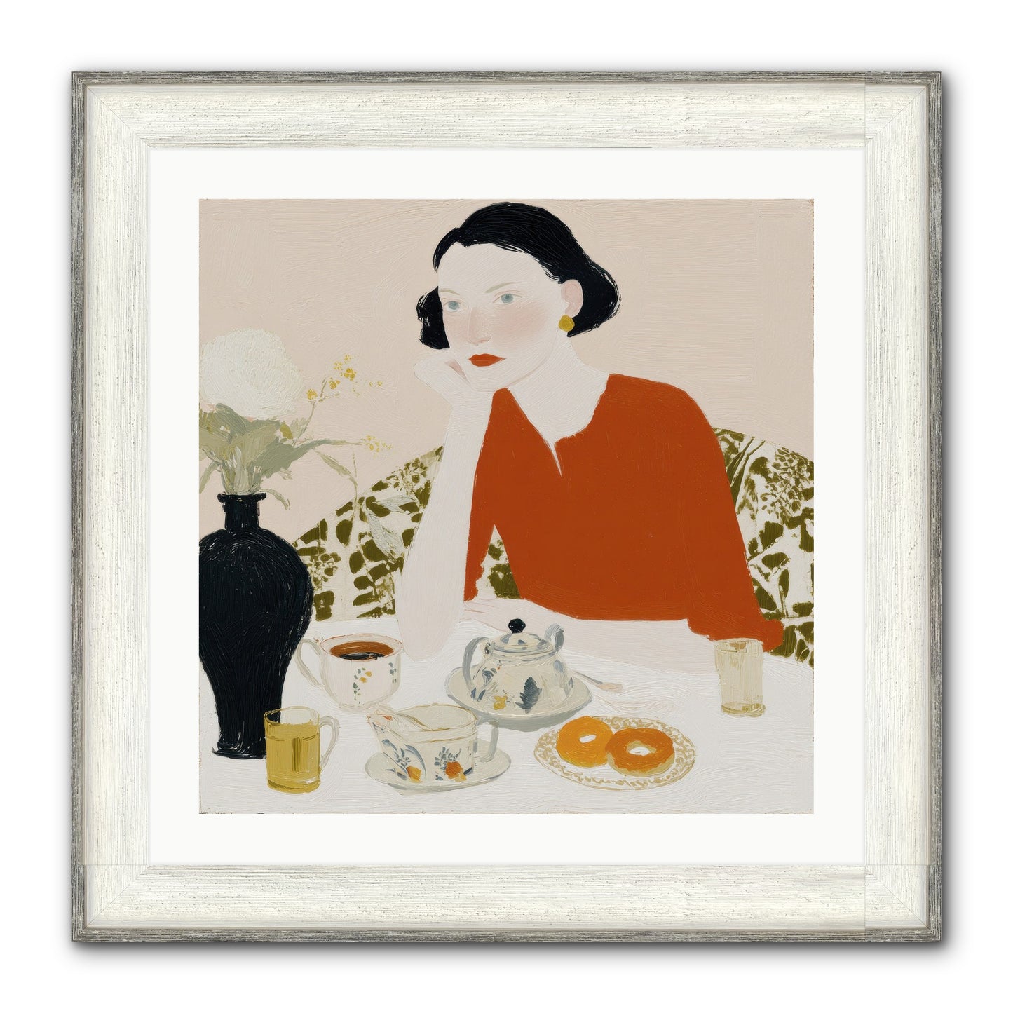 A Study In Simple Pleasure Framed Print - Driftwood White 24x24
