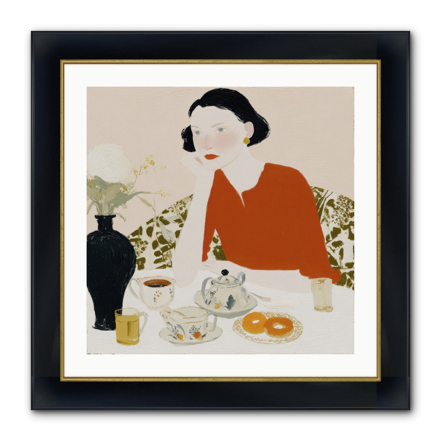 A Study In Simple Pleasure Framed Print - Wide Black w/Gold 24x24