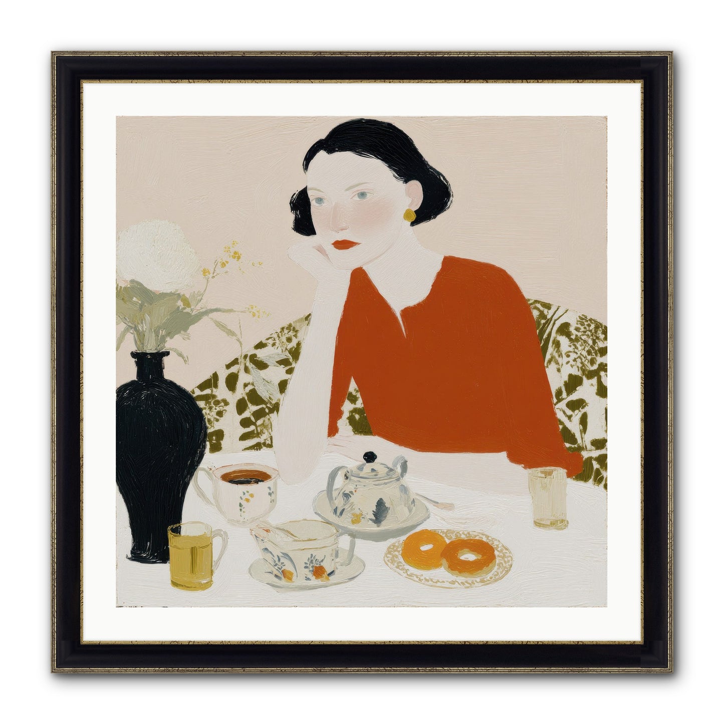A Study In Simple Pleasure Framed Print - Black & Gold 30x30
