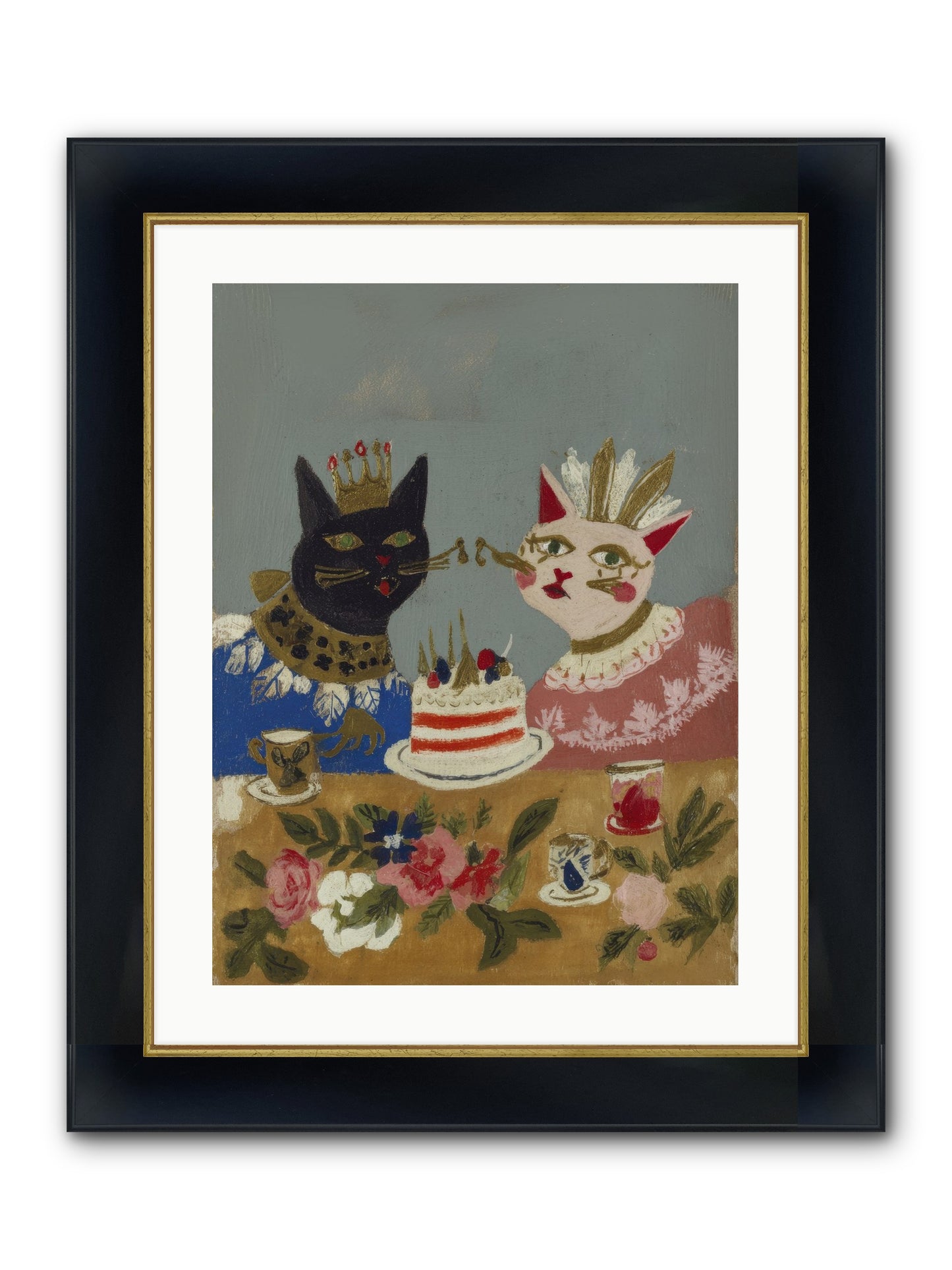 A Table Set For One More Framed Print - Wide Black w/Gold 18x24