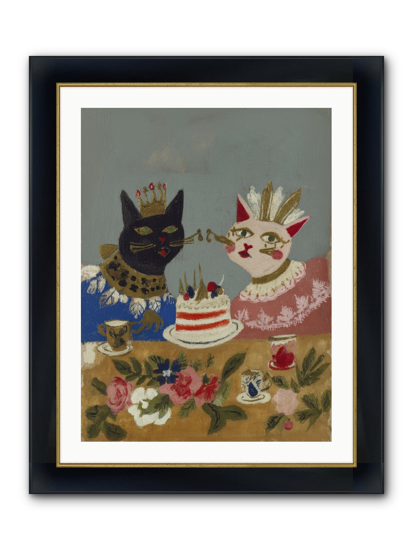 A Table Set For One More Framed Print - Wide Black w/Gold 24x32