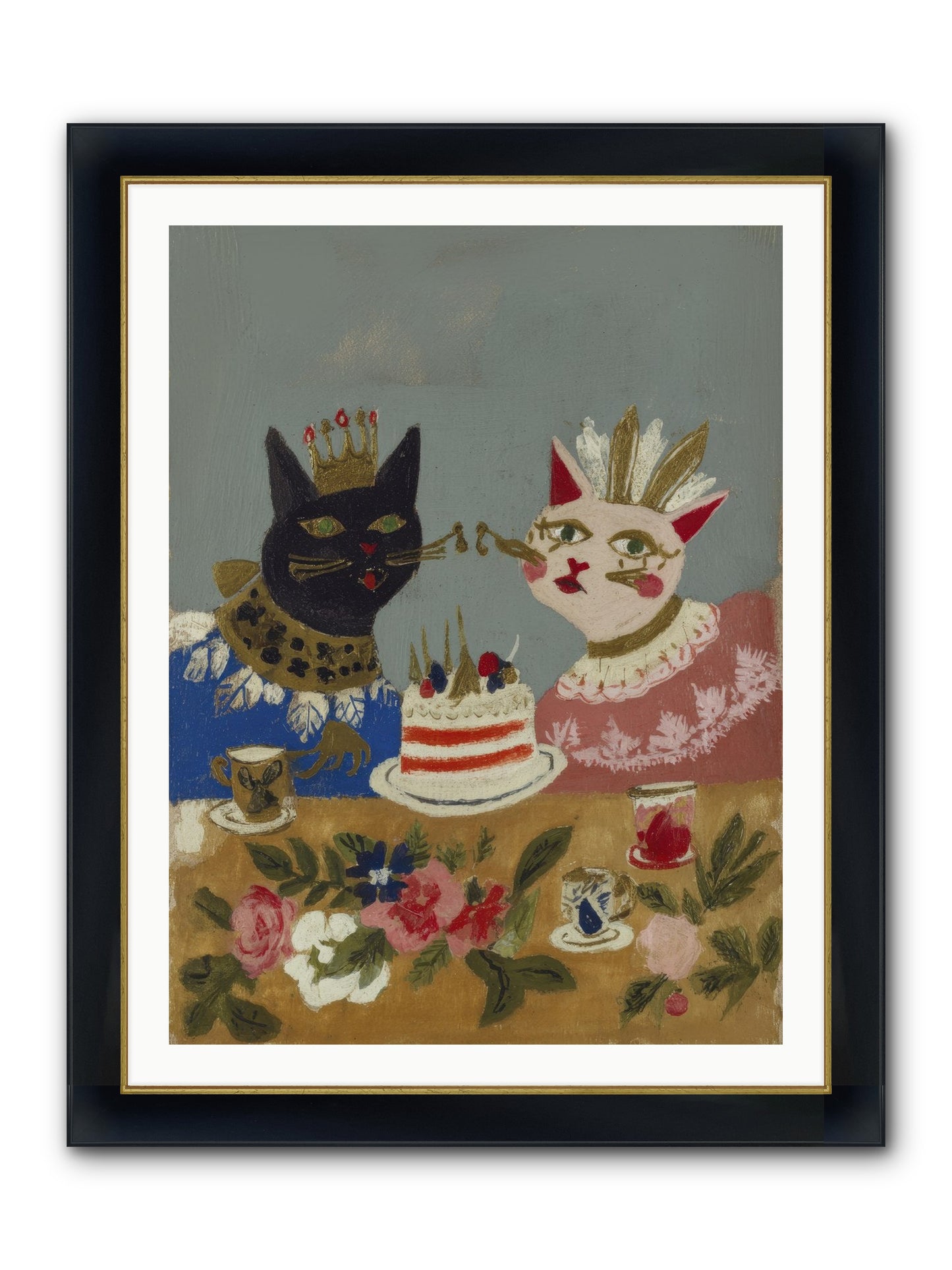 A Table Set For One More Framed Print - Wide Black w/Gold 30x40