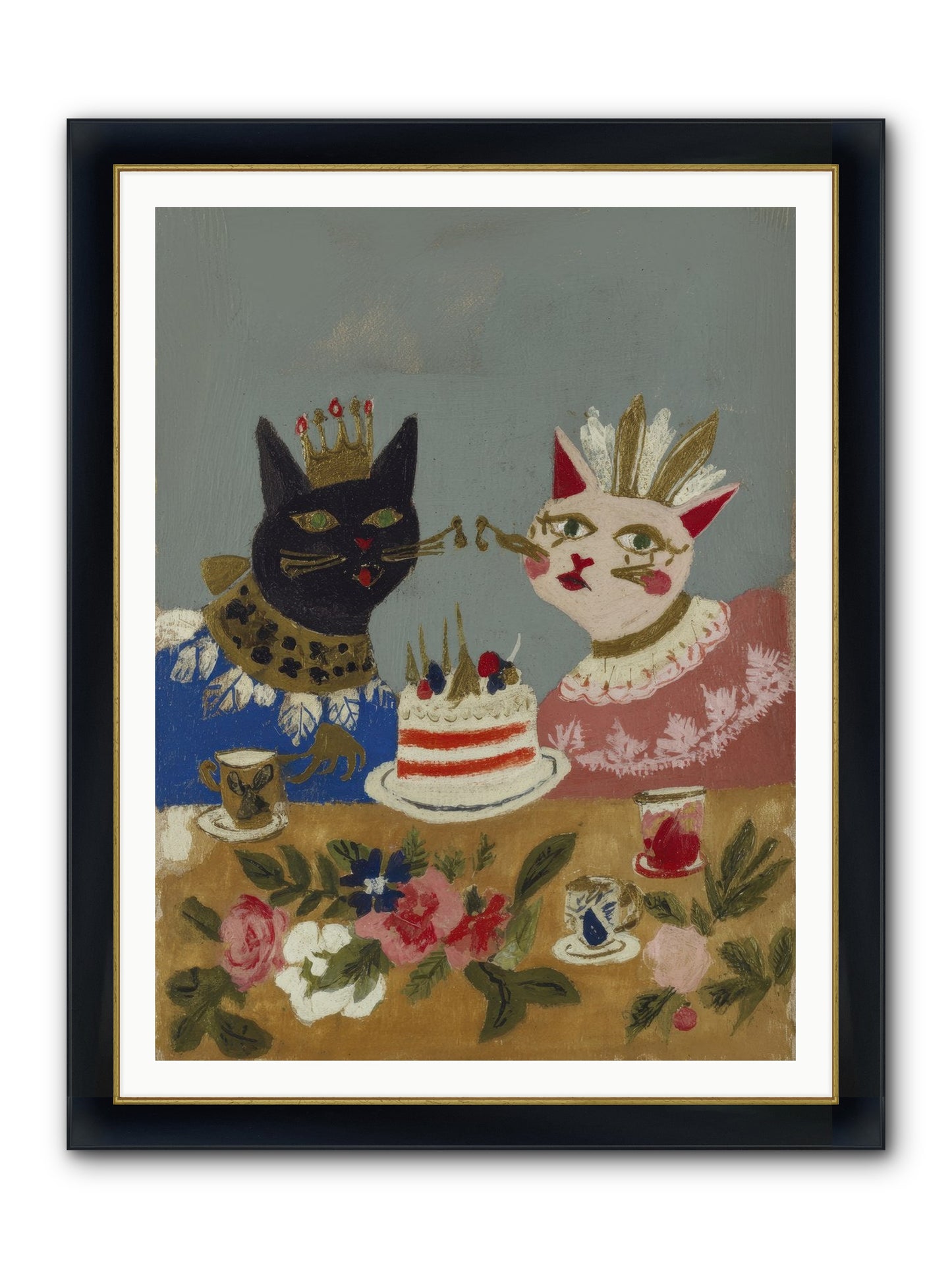 A Table Set For One More Framed Print - Wide Black w/Gold 36x48
