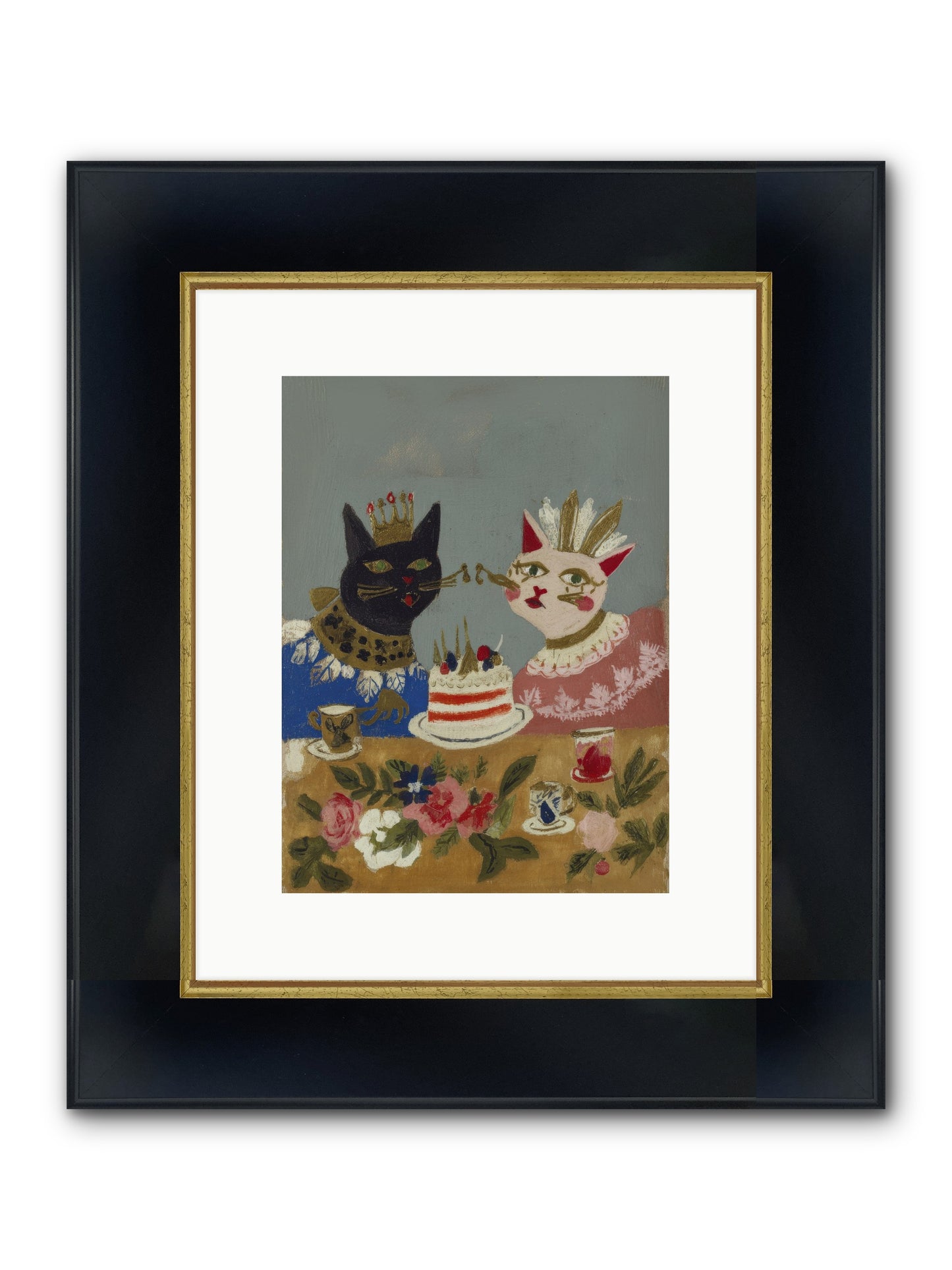 A Table Set For One More Framed Print - Wide Black w/Gold 9x12