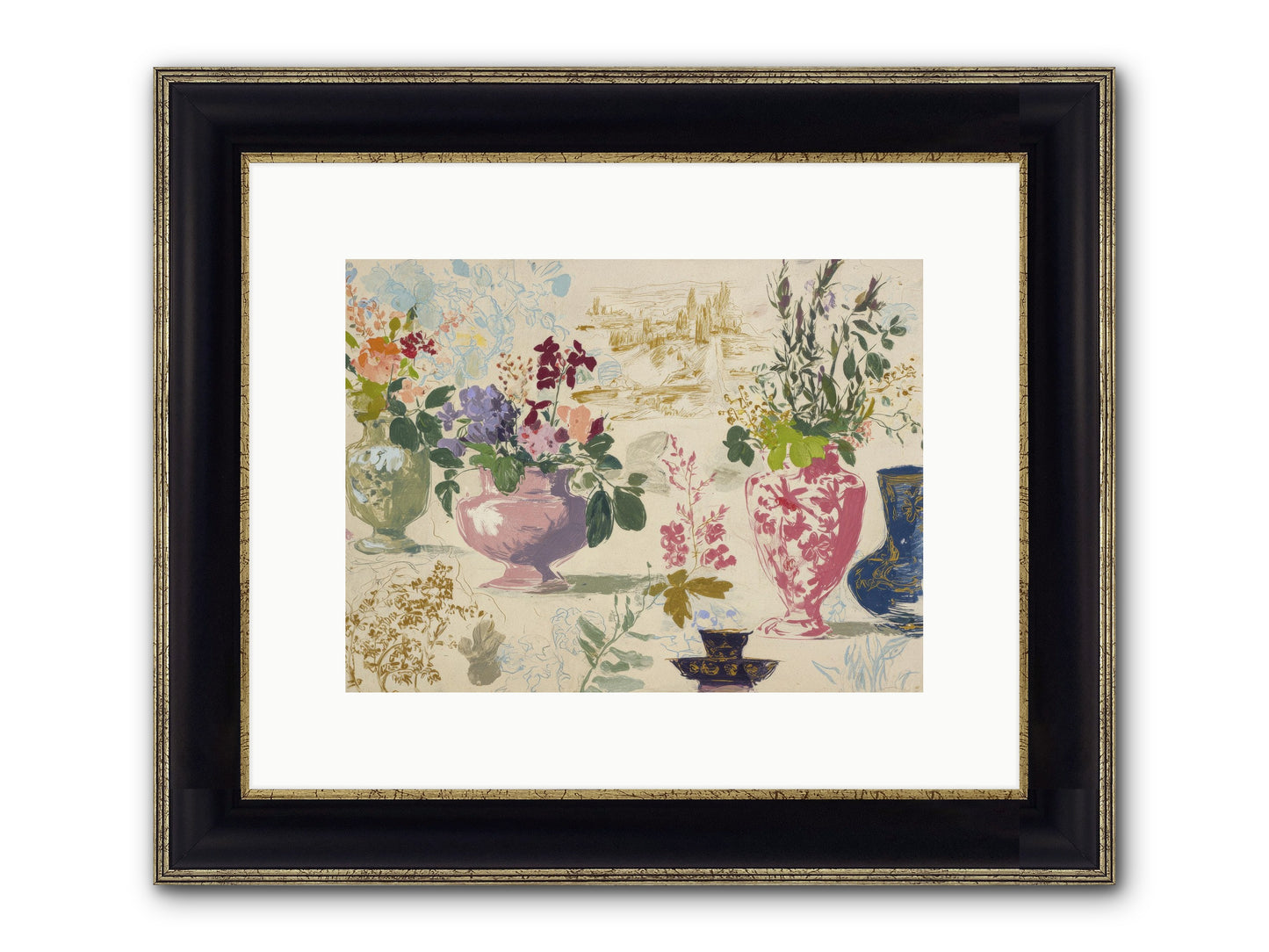 A Theory Of Teacups Framed Print - Black & Gold 12x9