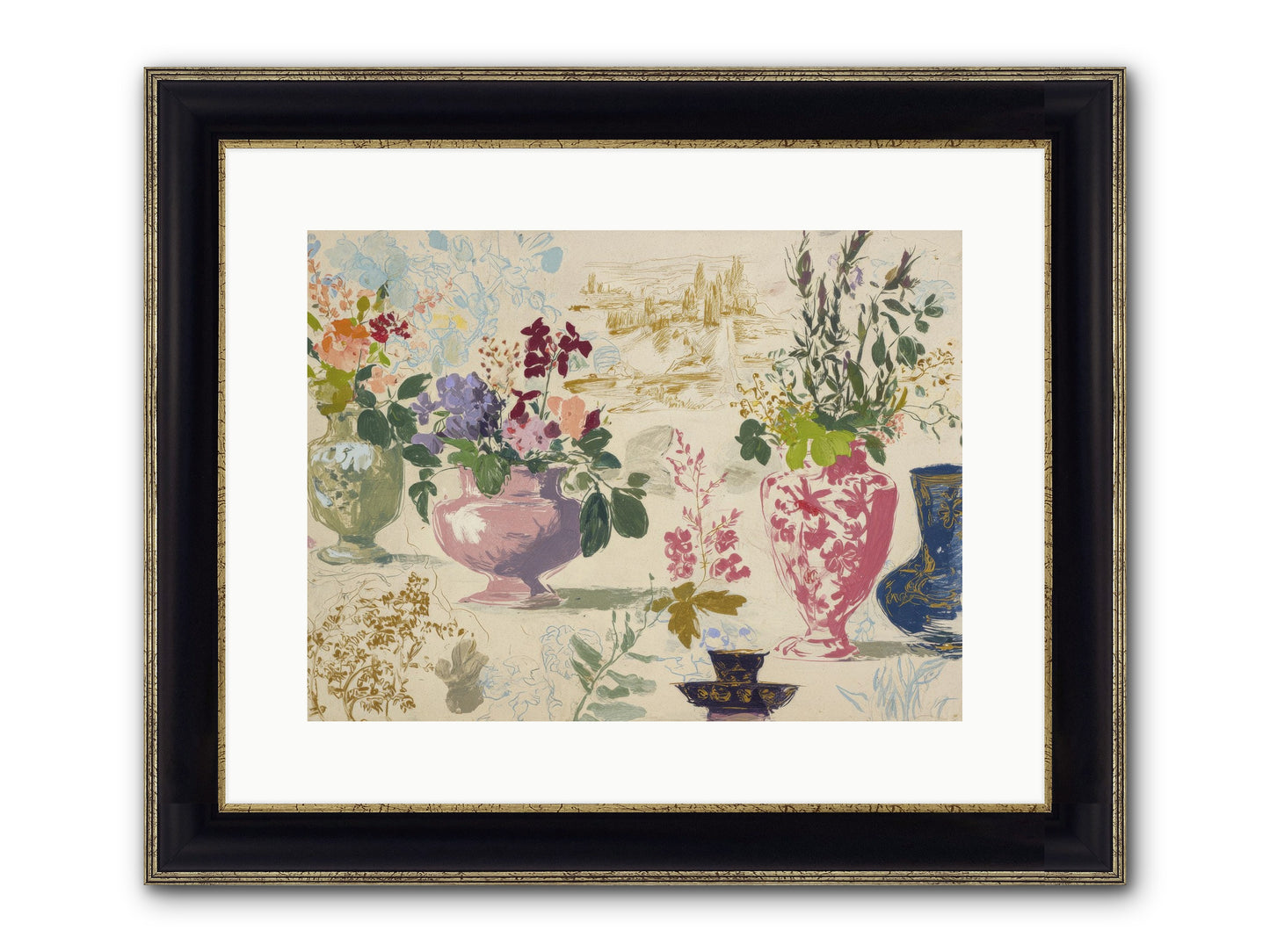 A Theory Of Teacups Framed Print - Black & Gold 16x12