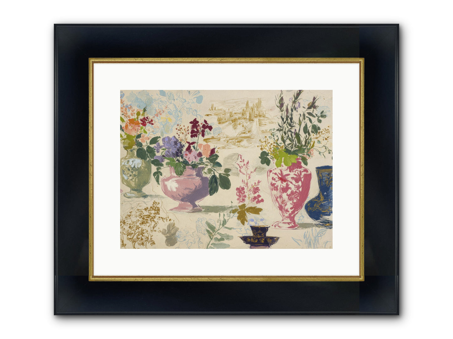 A Theory Of Teacups Framed Print - Wide Black w/Gold 16x12