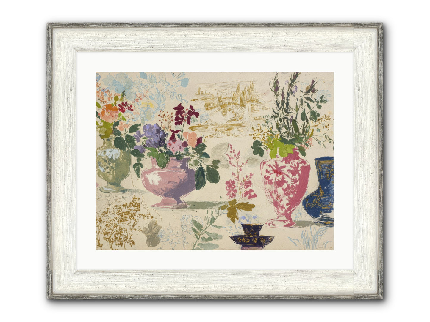 A Theory Of Teacups Framed Print - Driftwood White 24x18