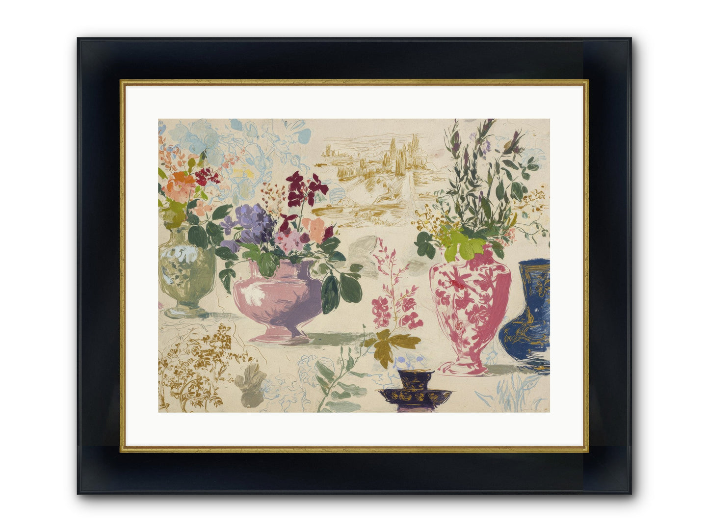 A Theory Of Teacups Framed Print - Wide Black w/Gold 24x18