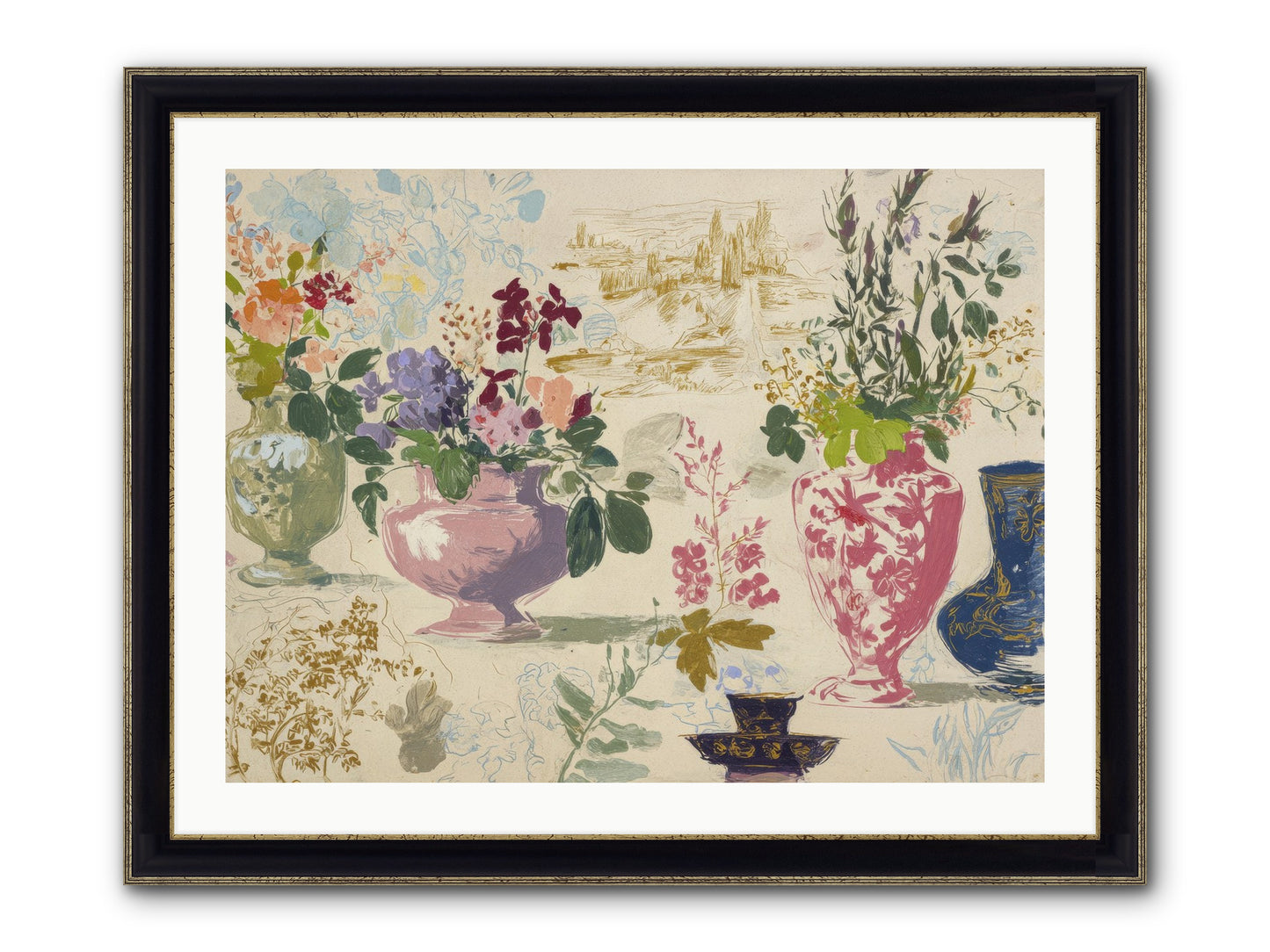 A Theory Of Teacups Framed Print - Black & Gold 32x24