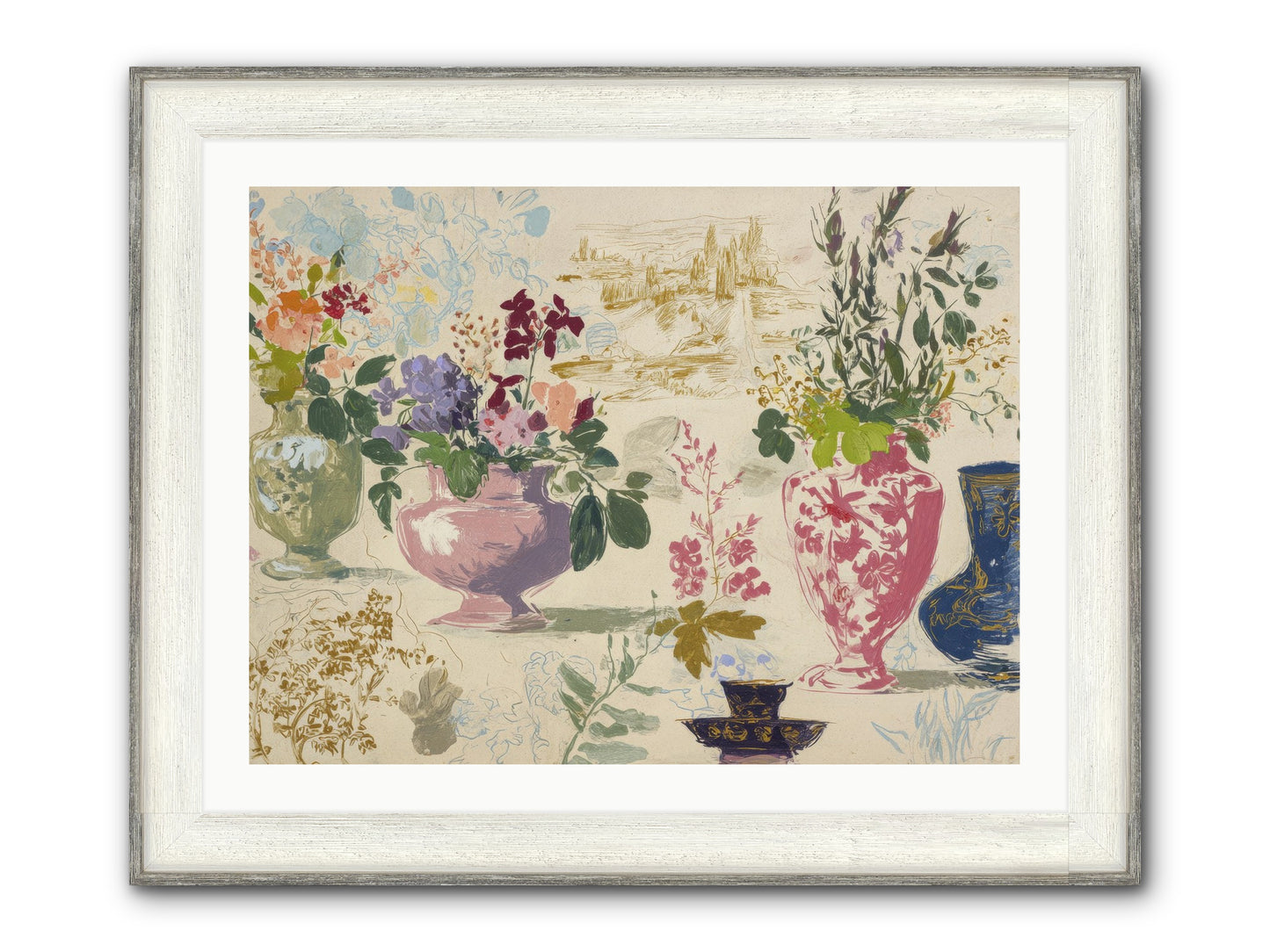 A Theory Of Teacups Framed Print - Driftwood White 32x24