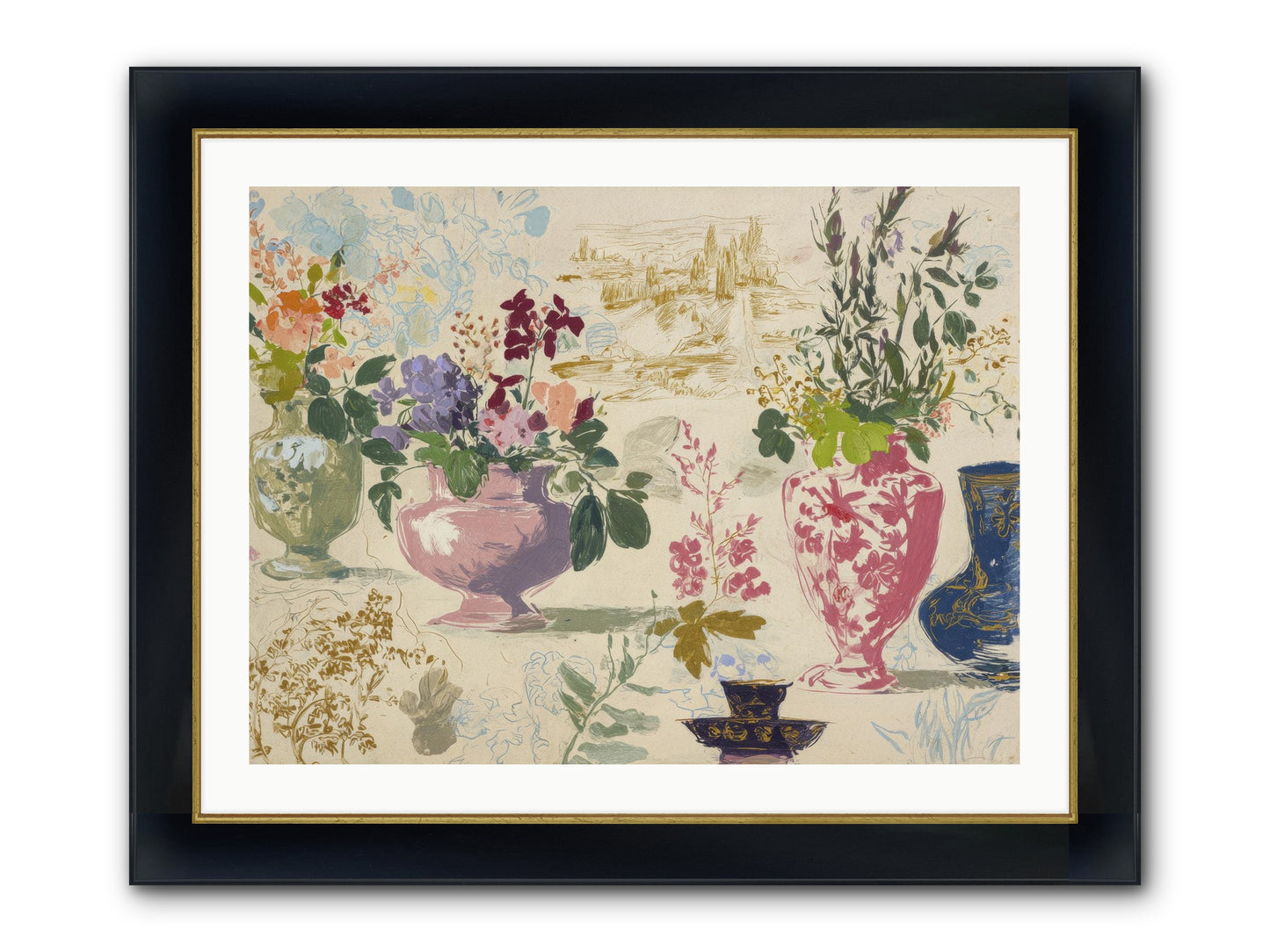 A Theory Of Teacups Framed Print - Wide Black w/Gold 32x24