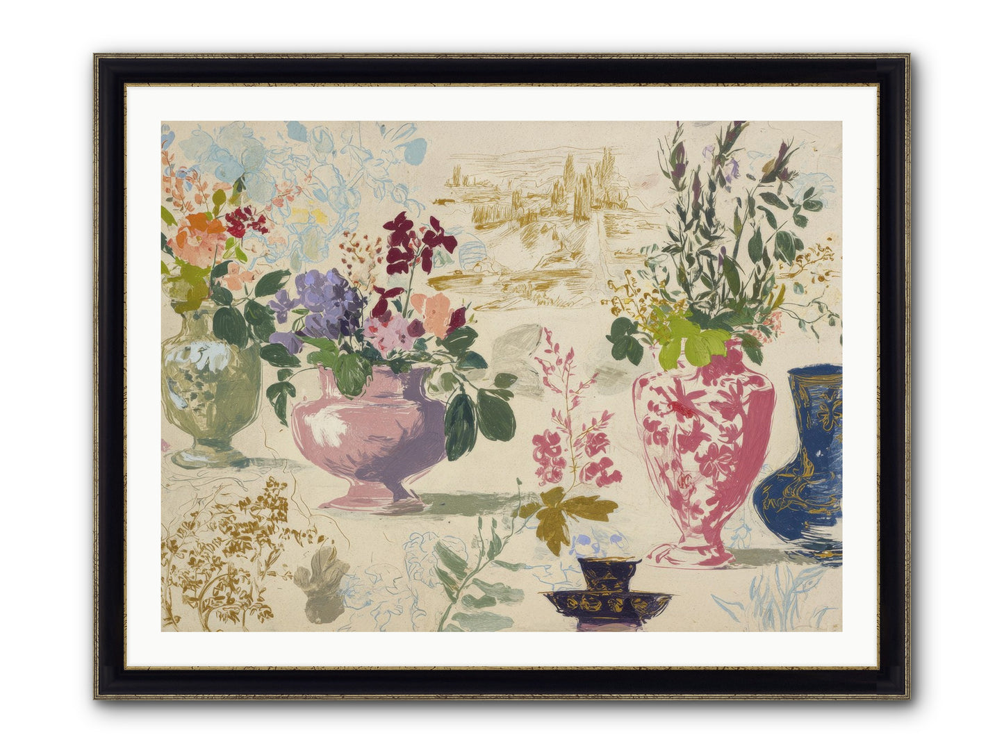 A Theory Of Teacups Framed Print - Black & Gold 40x30