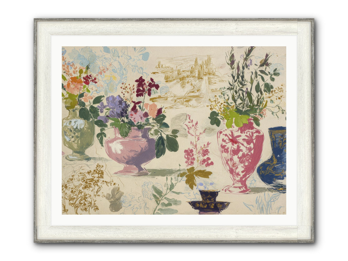 A Theory Of Teacups Framed Print - Driftwood White 40x30