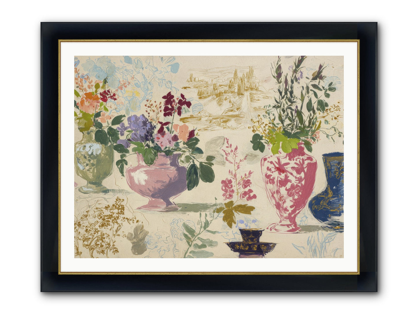 A Theory Of Teacups Framed Print - Wide Black w/Gold 40x30