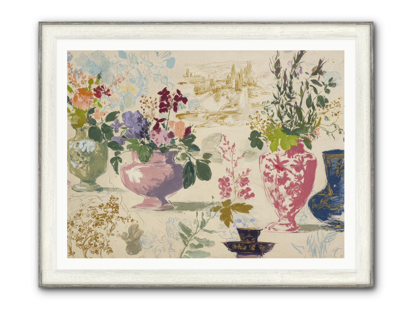 A Theory Of Teacups Framed Print - Driftwood White 48x36