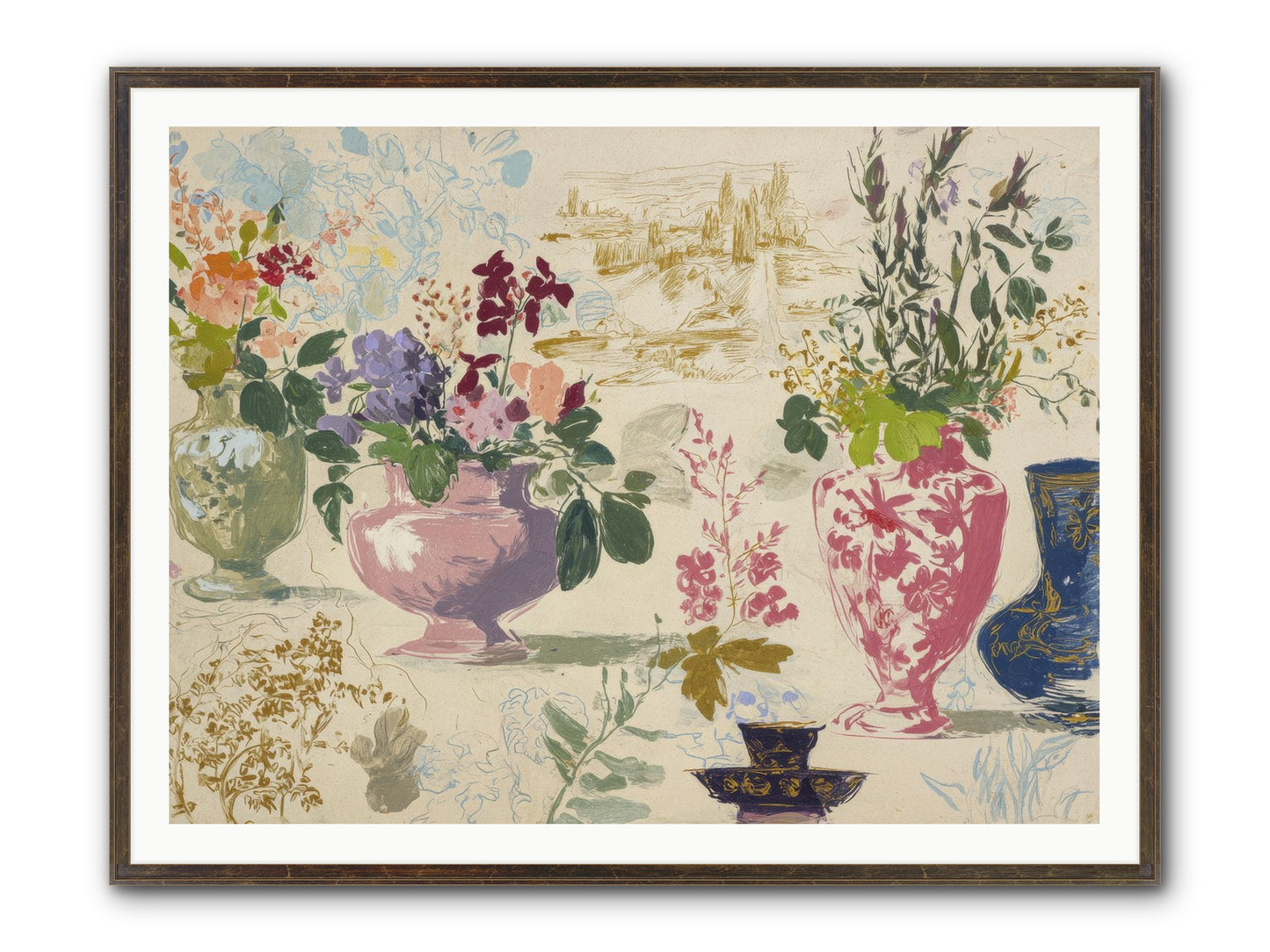 A Theory Of Teacups Framed Print - Slimwoods Black/Gold 48x36