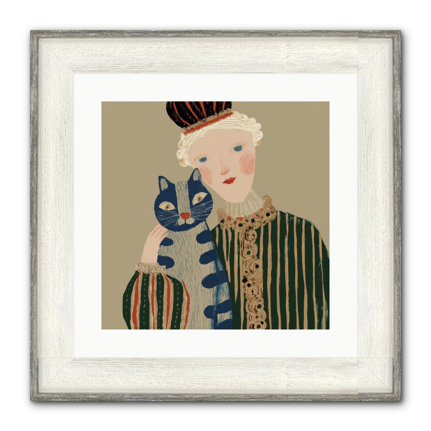A Trace Of Gold Framed Print - Driftwood White 16x16