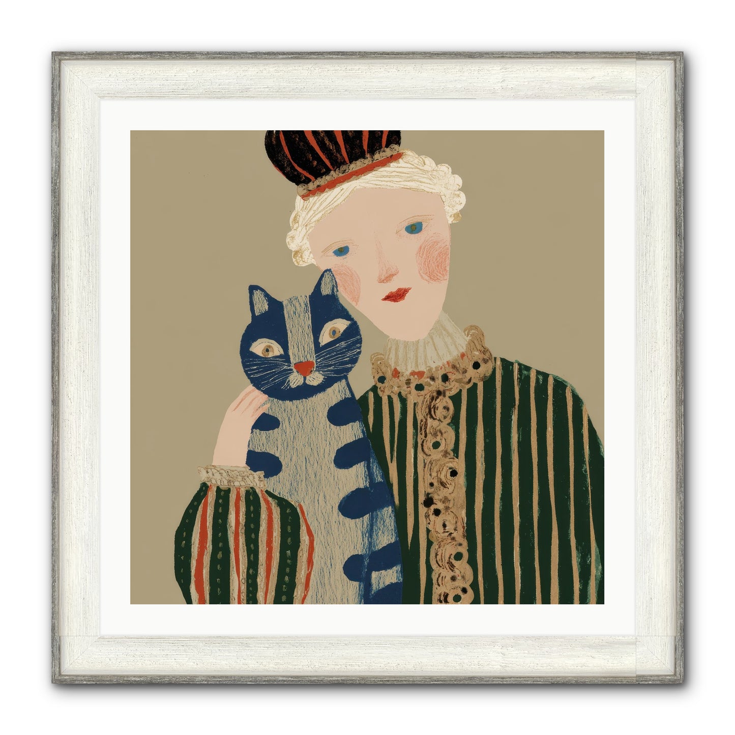 A Trace Of Gold Framed Print - Driftwood White 30x30