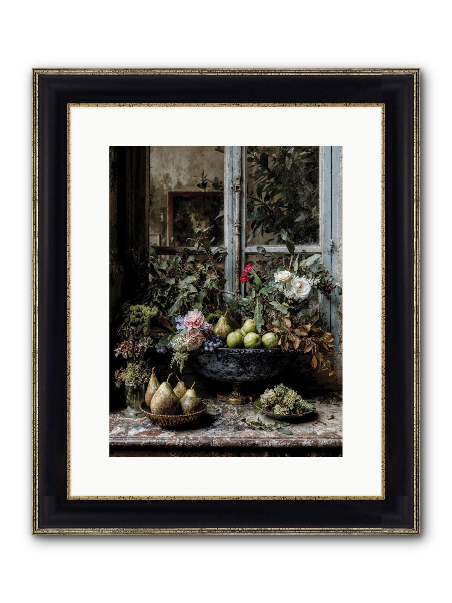 Abbondanza Framed Print - Black & Gold 12x16