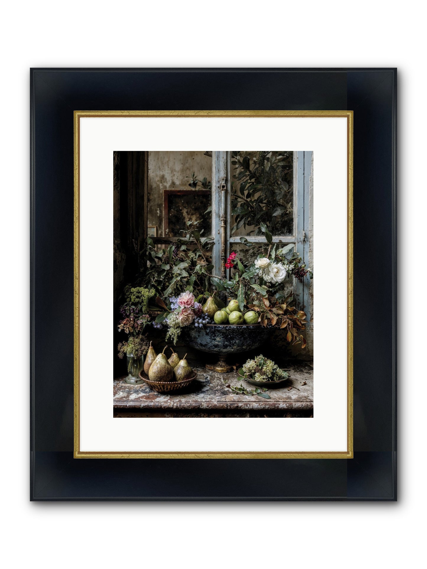 Abbondanza Framed Print - Wide Black w/Gold 12x16