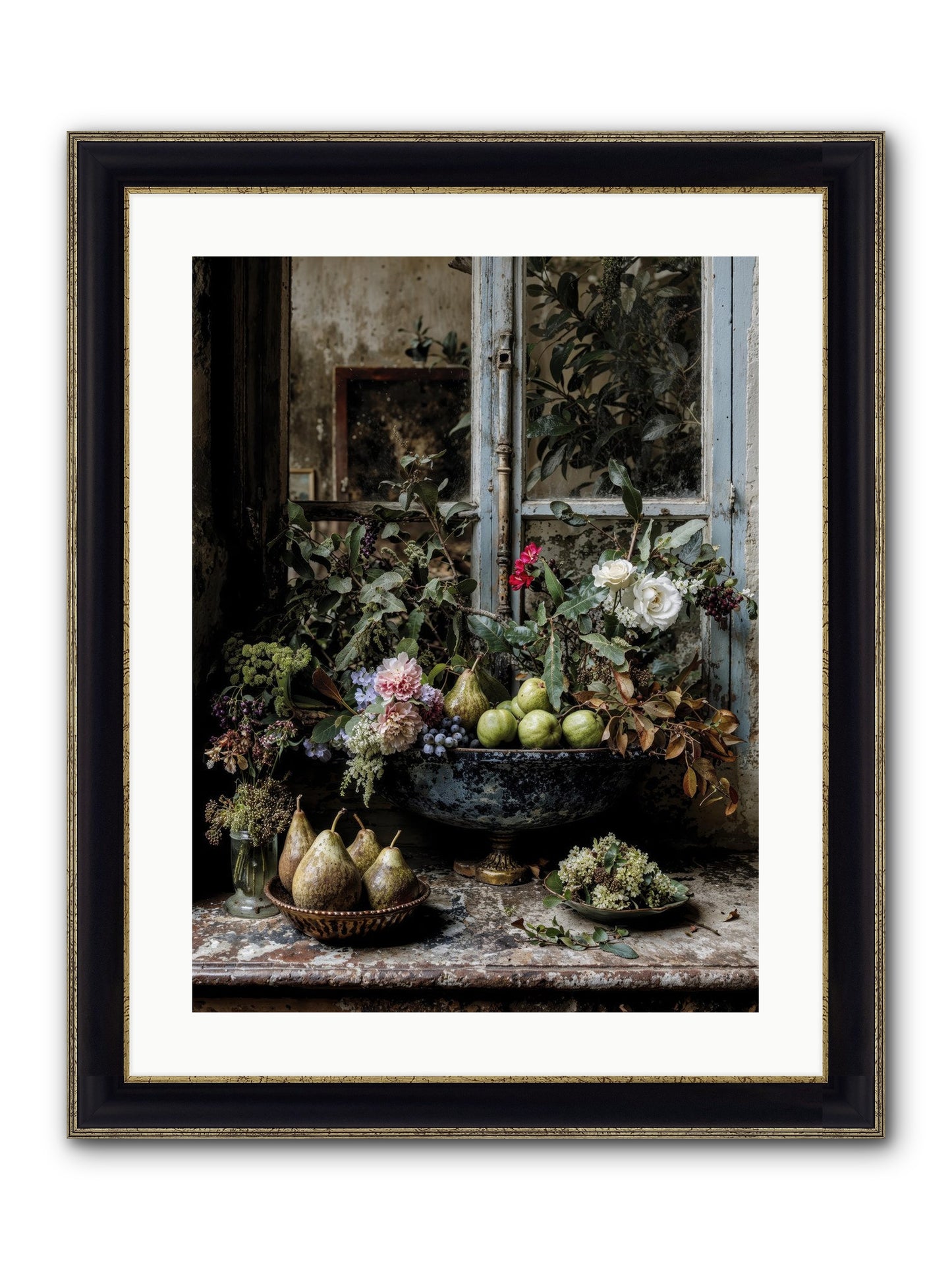 Abbondanza Framed Print - Black & Gold 18x24