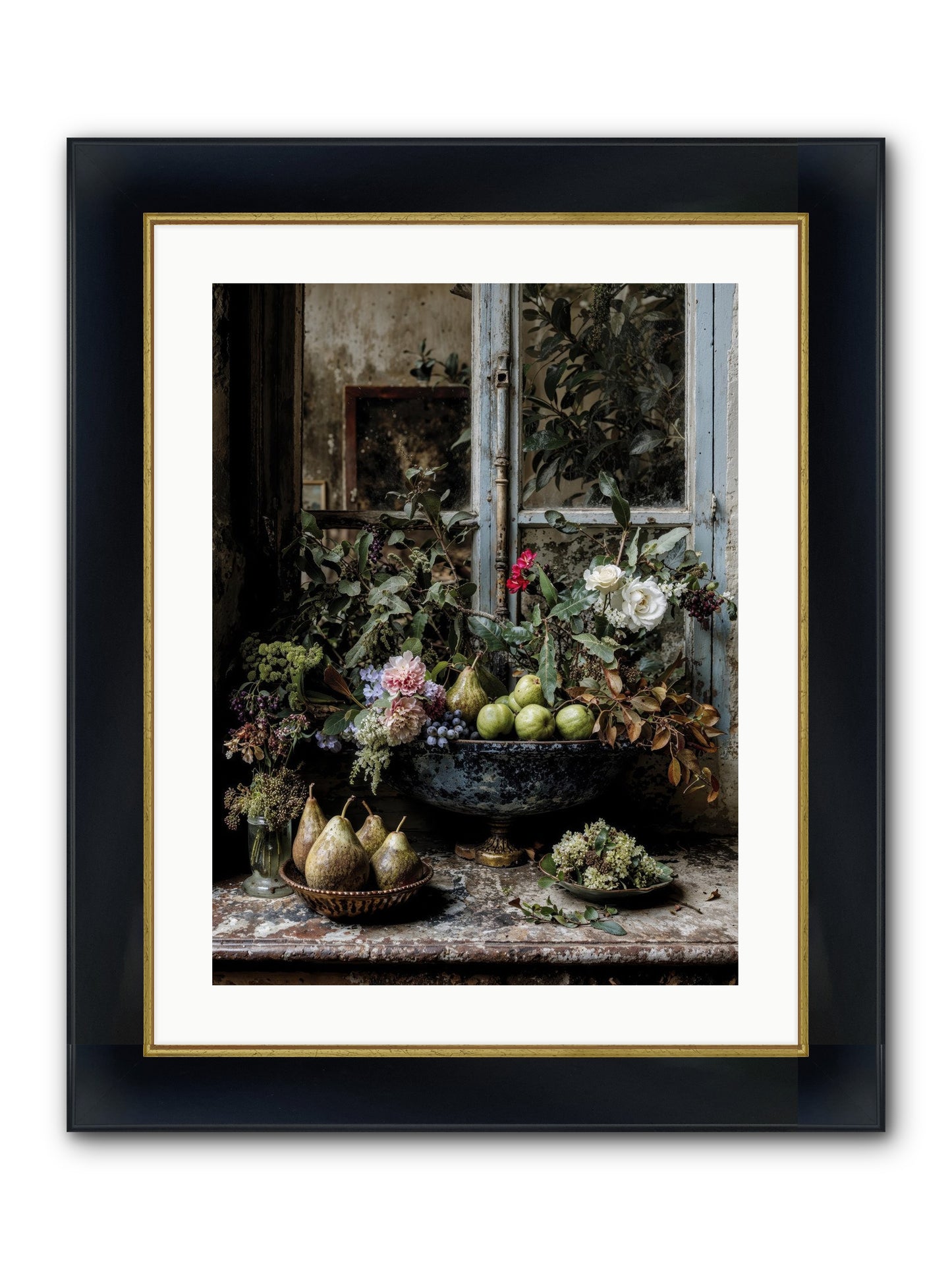 Abbondanza Framed Print - Wide Black w/Gold 18x24