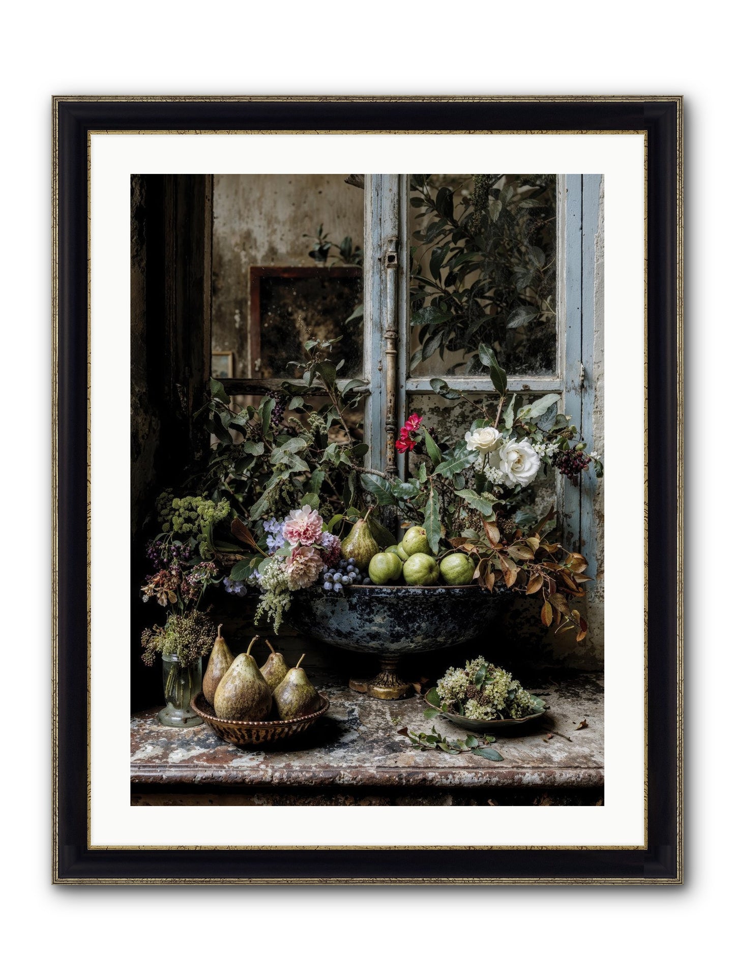 Abbondanza Framed Print - Black & Gold 24x32