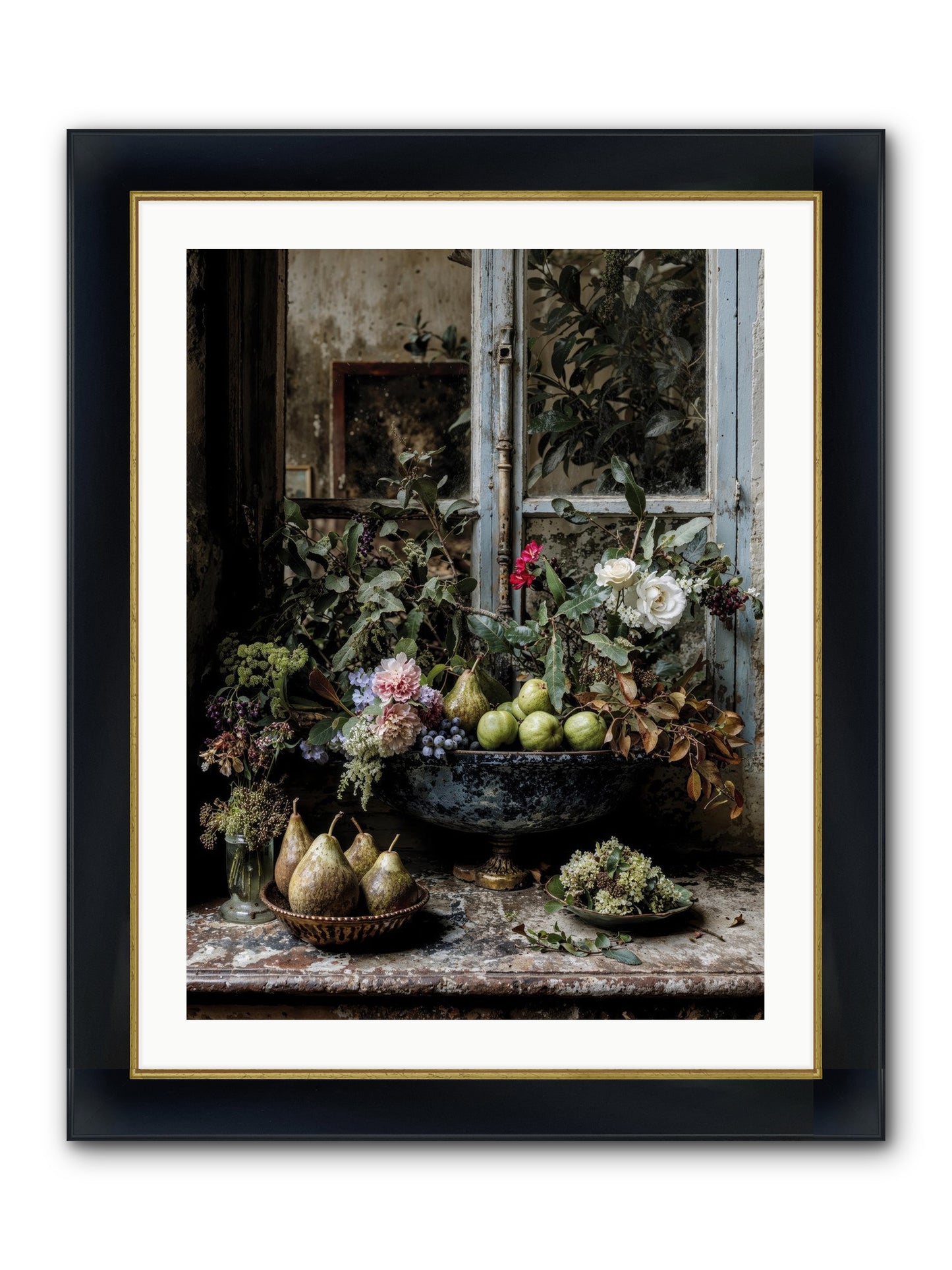 Abbondanza Framed Print - Wide Black w/Gold 24x32