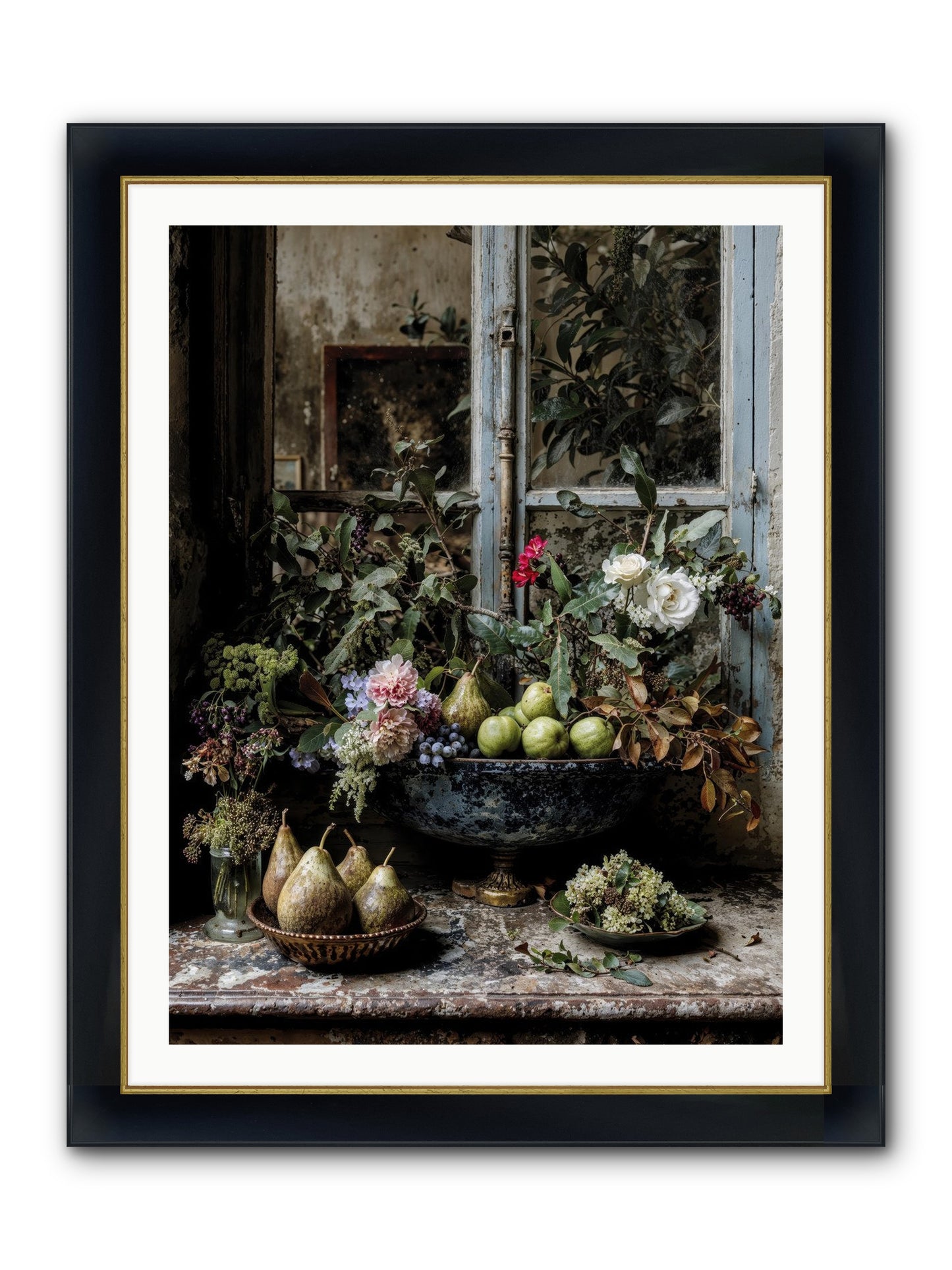 Abbondanza Framed Print - Wide Black w/Gold 30x40