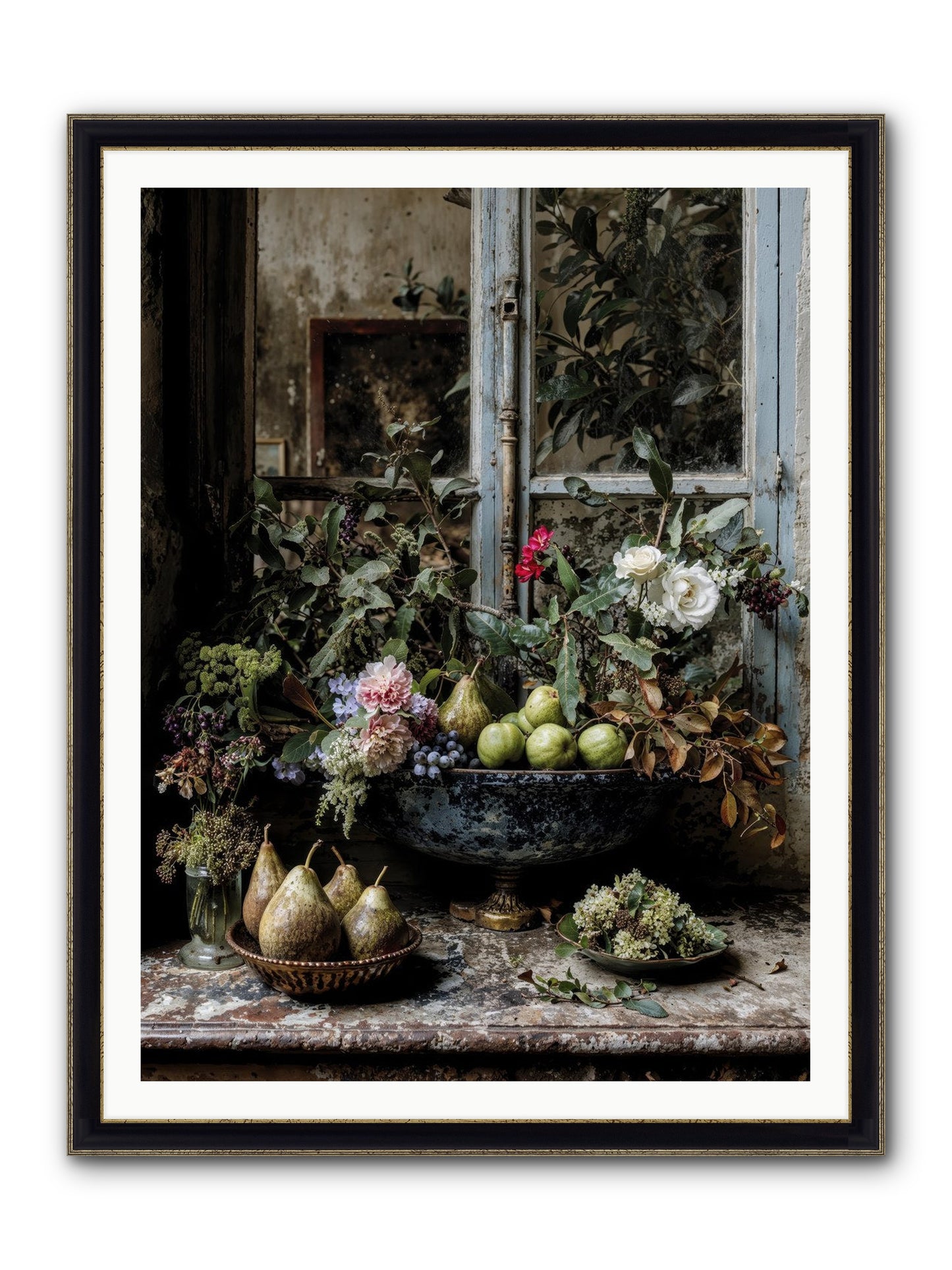Abbondanza Framed Print - Black & Gold 36x48
