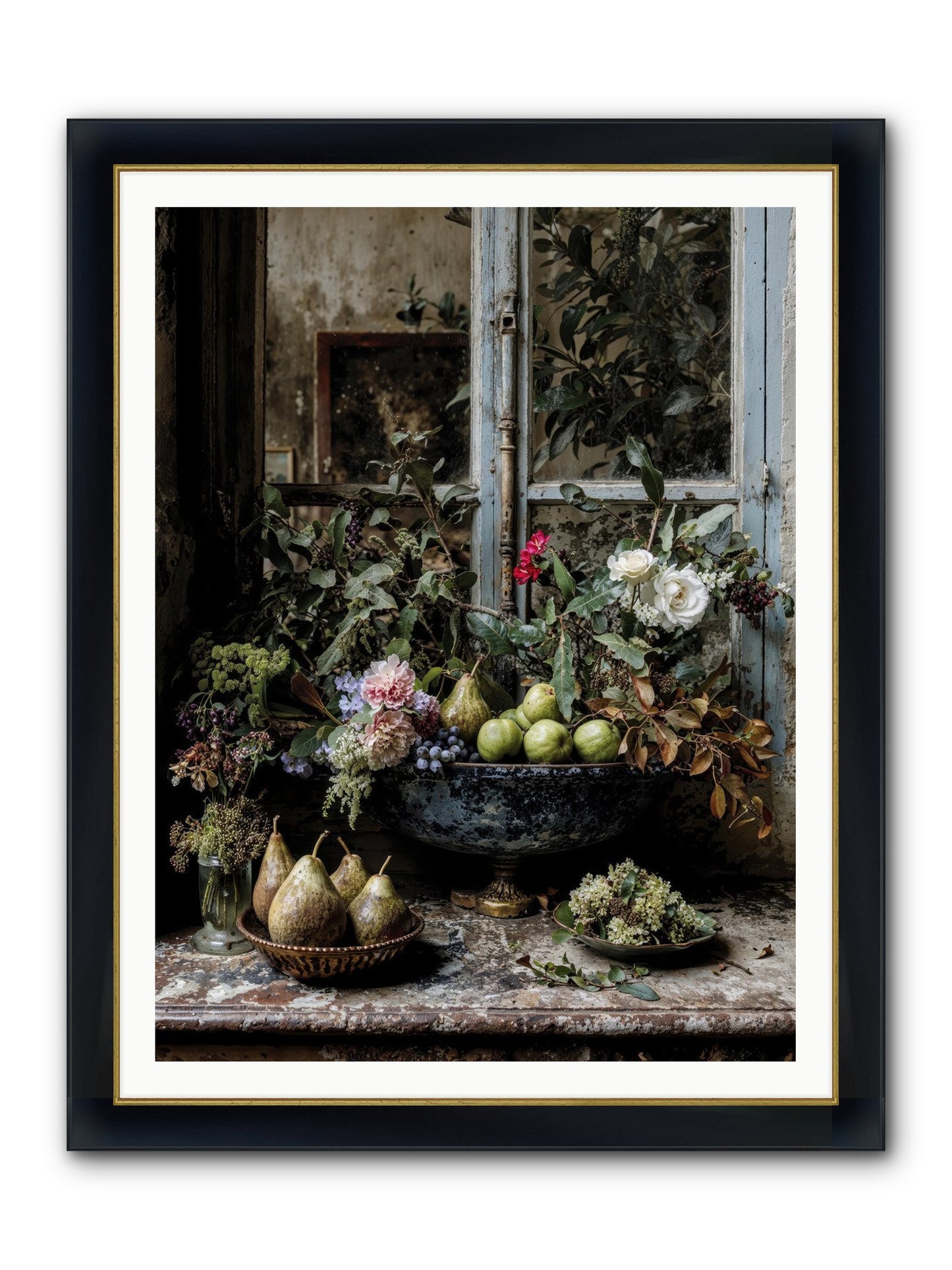 Abbondanza Framed Print - Wide Black w/Gold 36x48