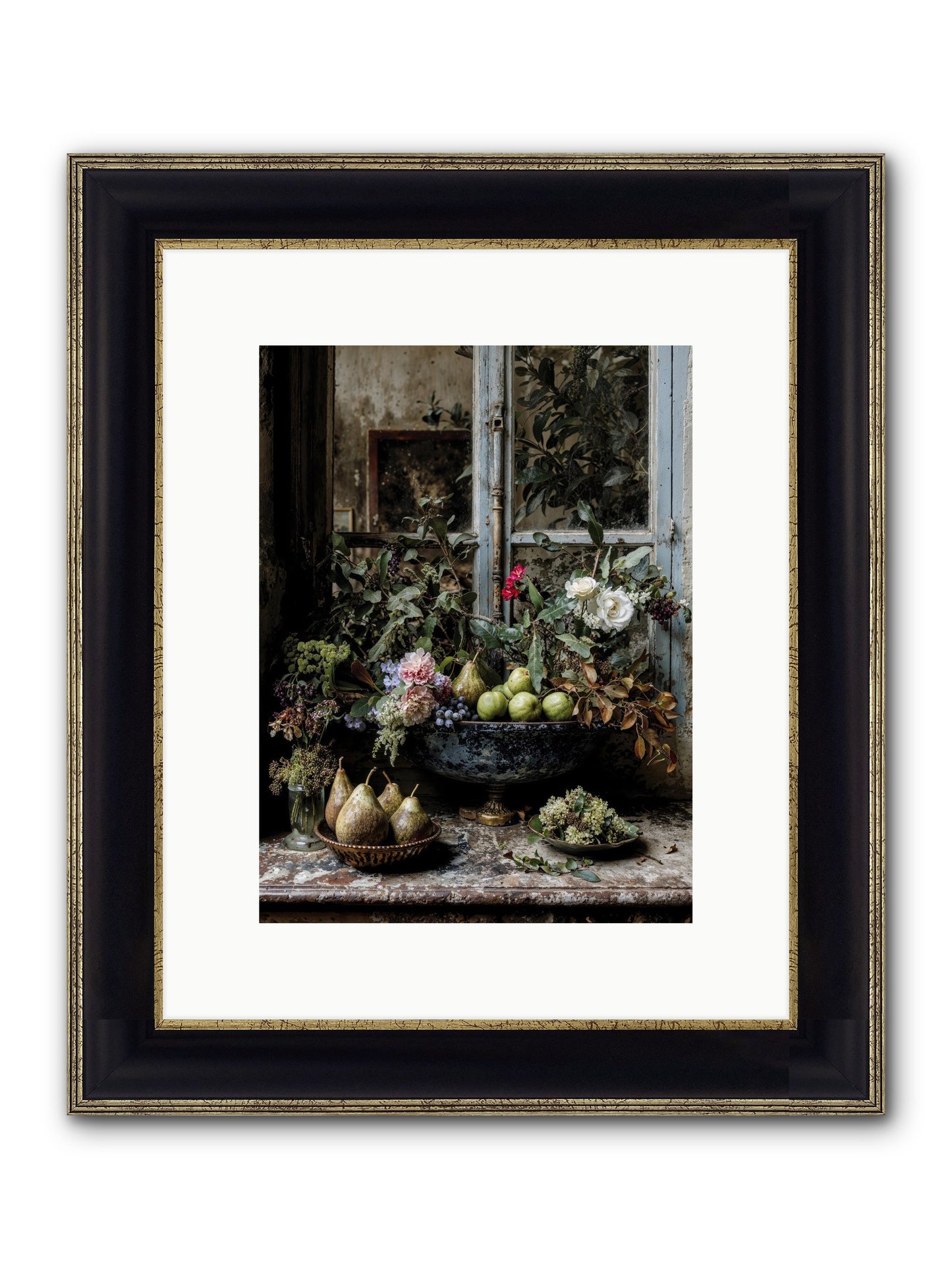 Abbondanza Framed Print - Black & Gold 9x12
