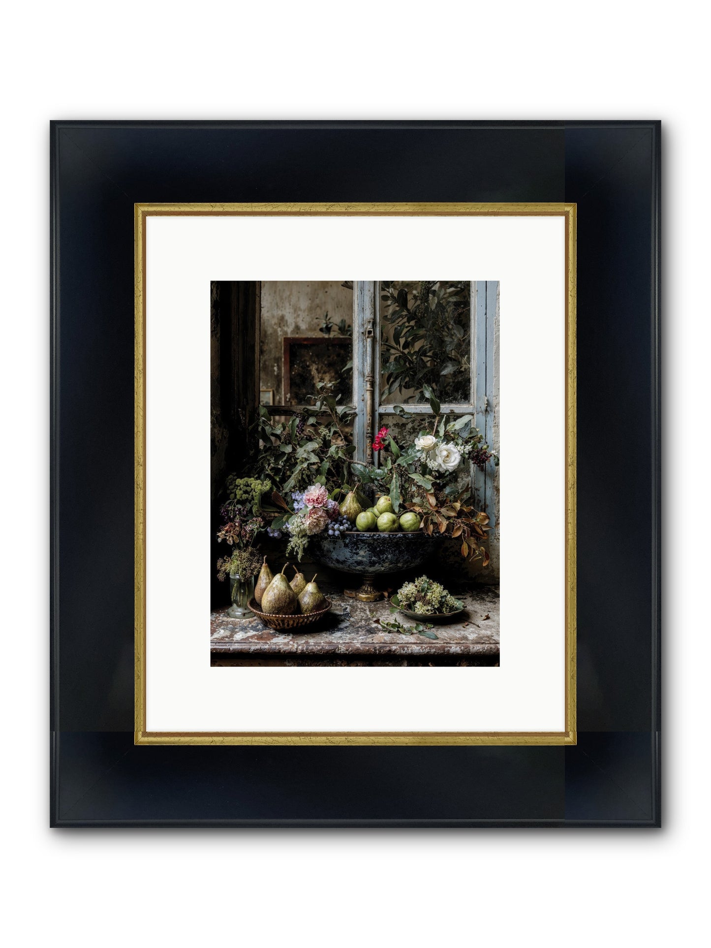Abbondanza Framed Print - Wide Black w/Gold 9x12