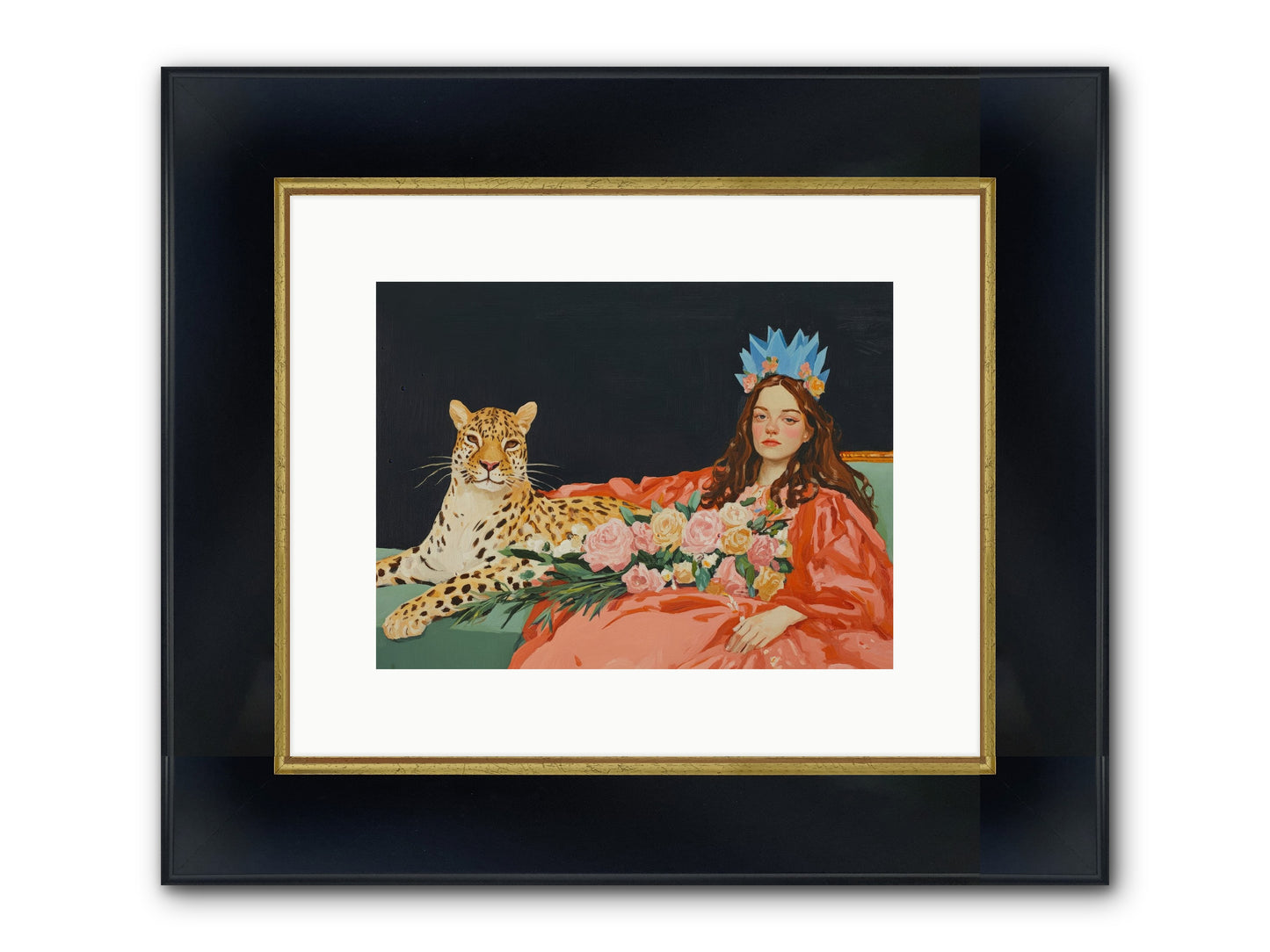 According To Lily Light Framed Print - Wide Black w/Gold 12x9