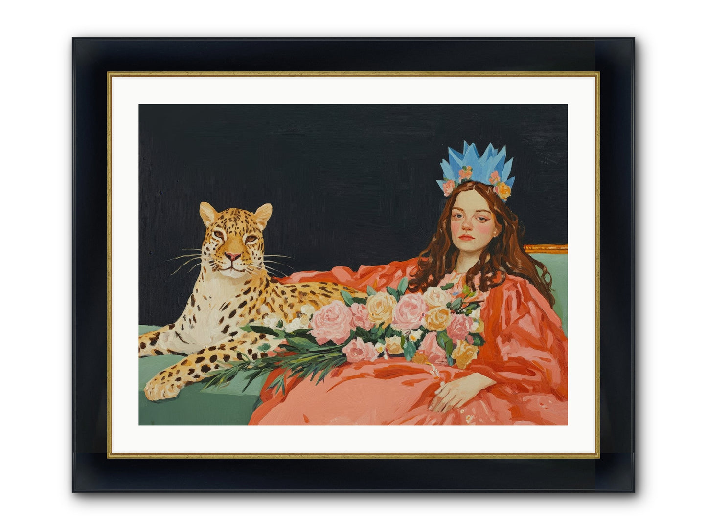 According To Lily Light Framed Print - Wide Black w/Gold 32x24