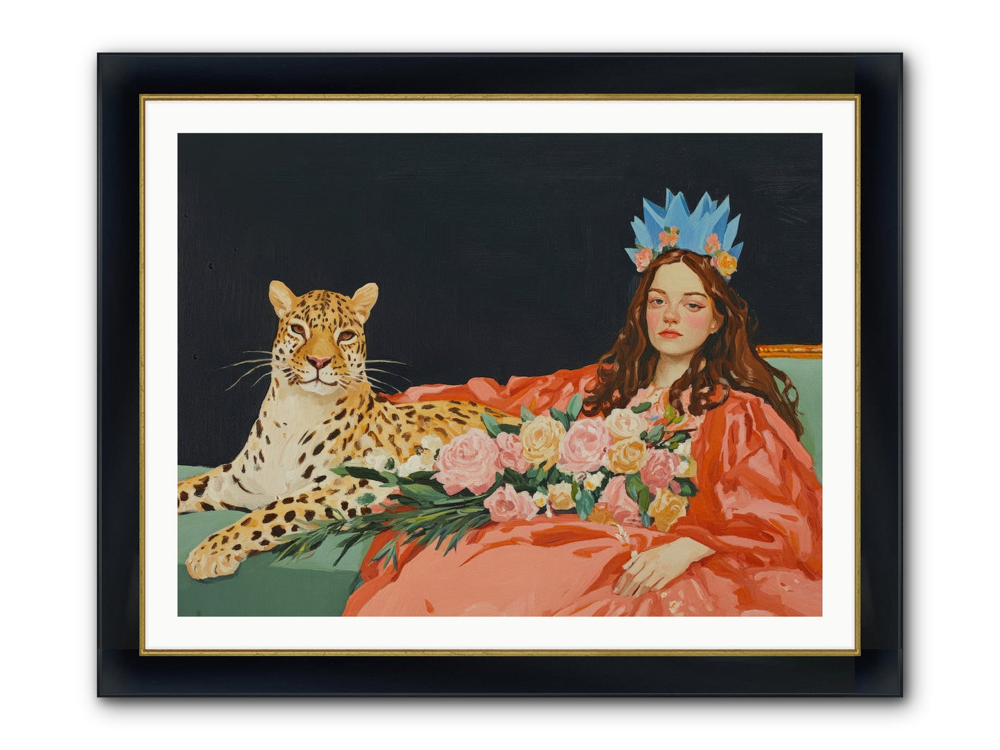According To Lily Light Framed Print - Wide Black w/Gold 40x30