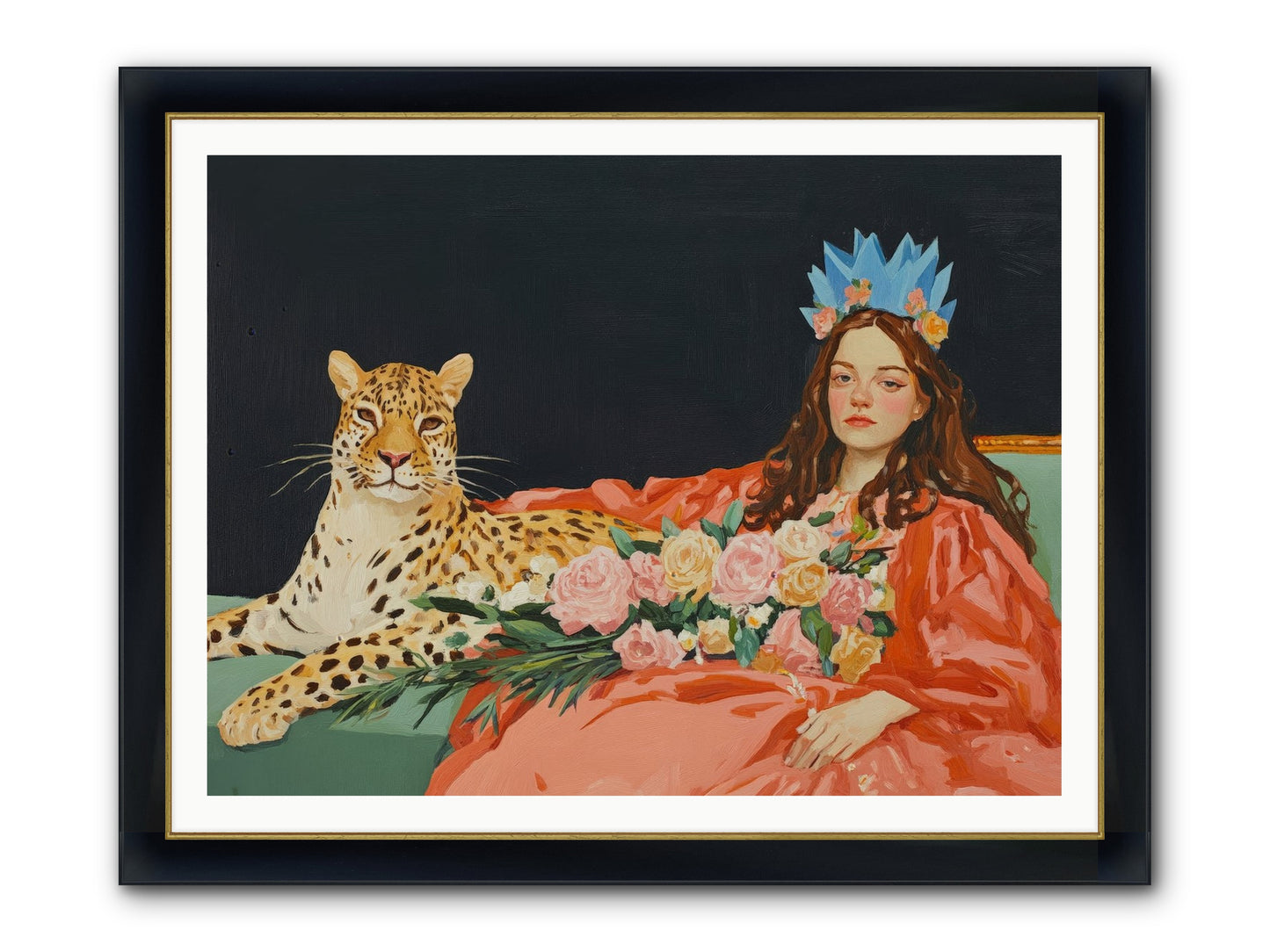 According To Lily Light Framed Print - Wide Black w/Gold 48x36