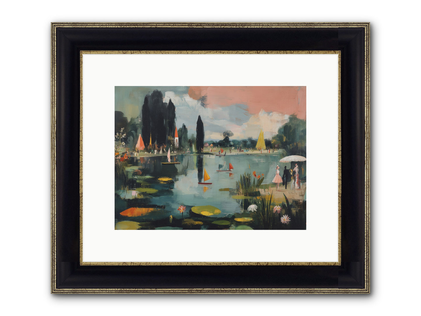 Across Still Waters Framed Print - Black & Gold 12x9