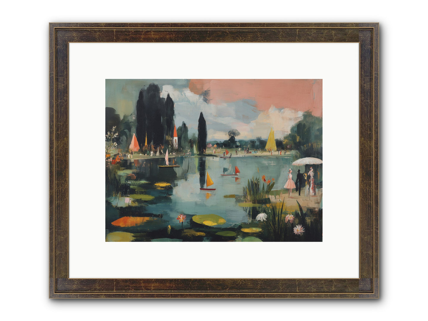 Across Still Waters Framed Print - Slimwoods Black/Gold 12x9