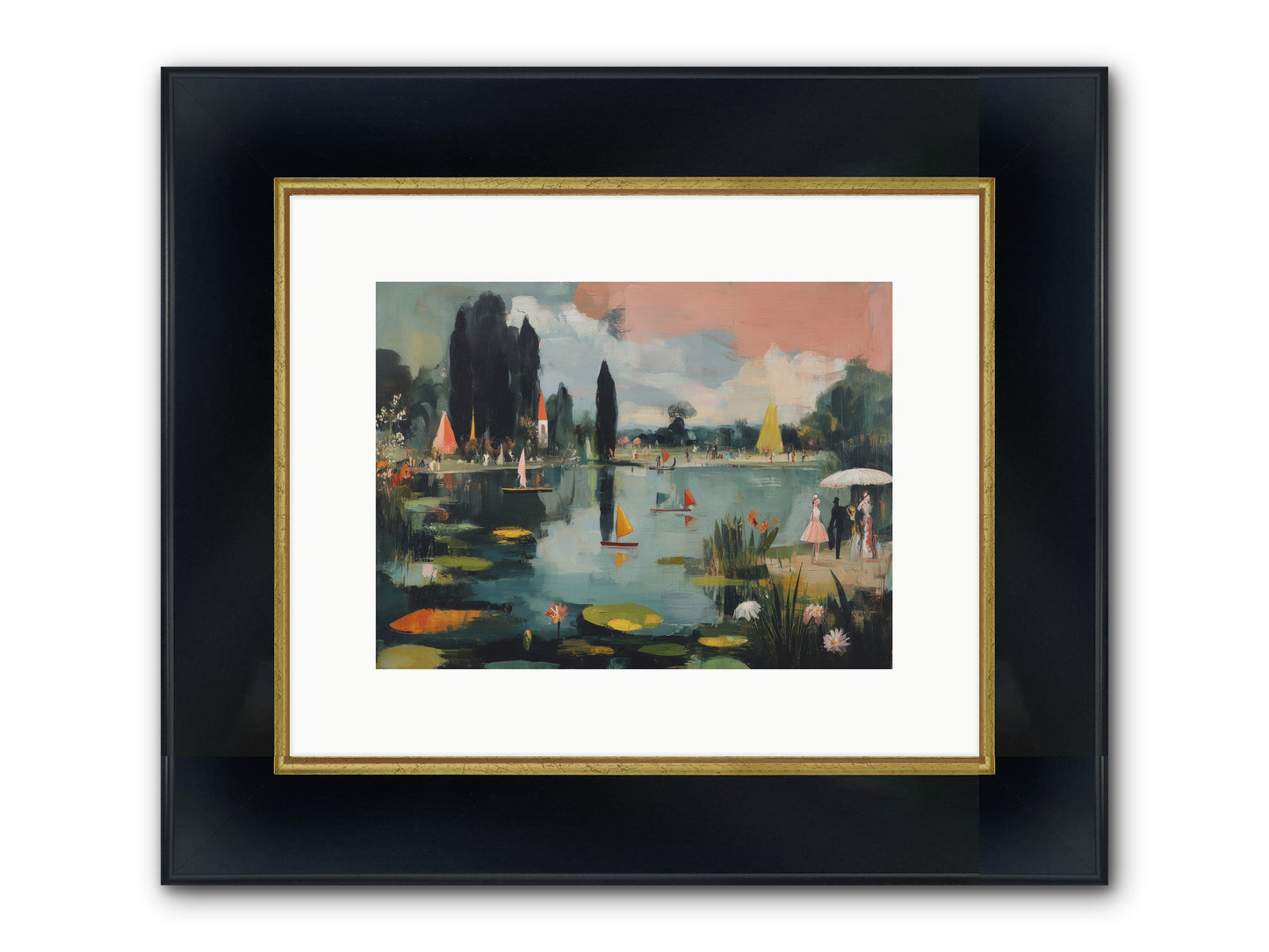 Across Still Waters Framed Print - Wide Black w/Gold 12x9