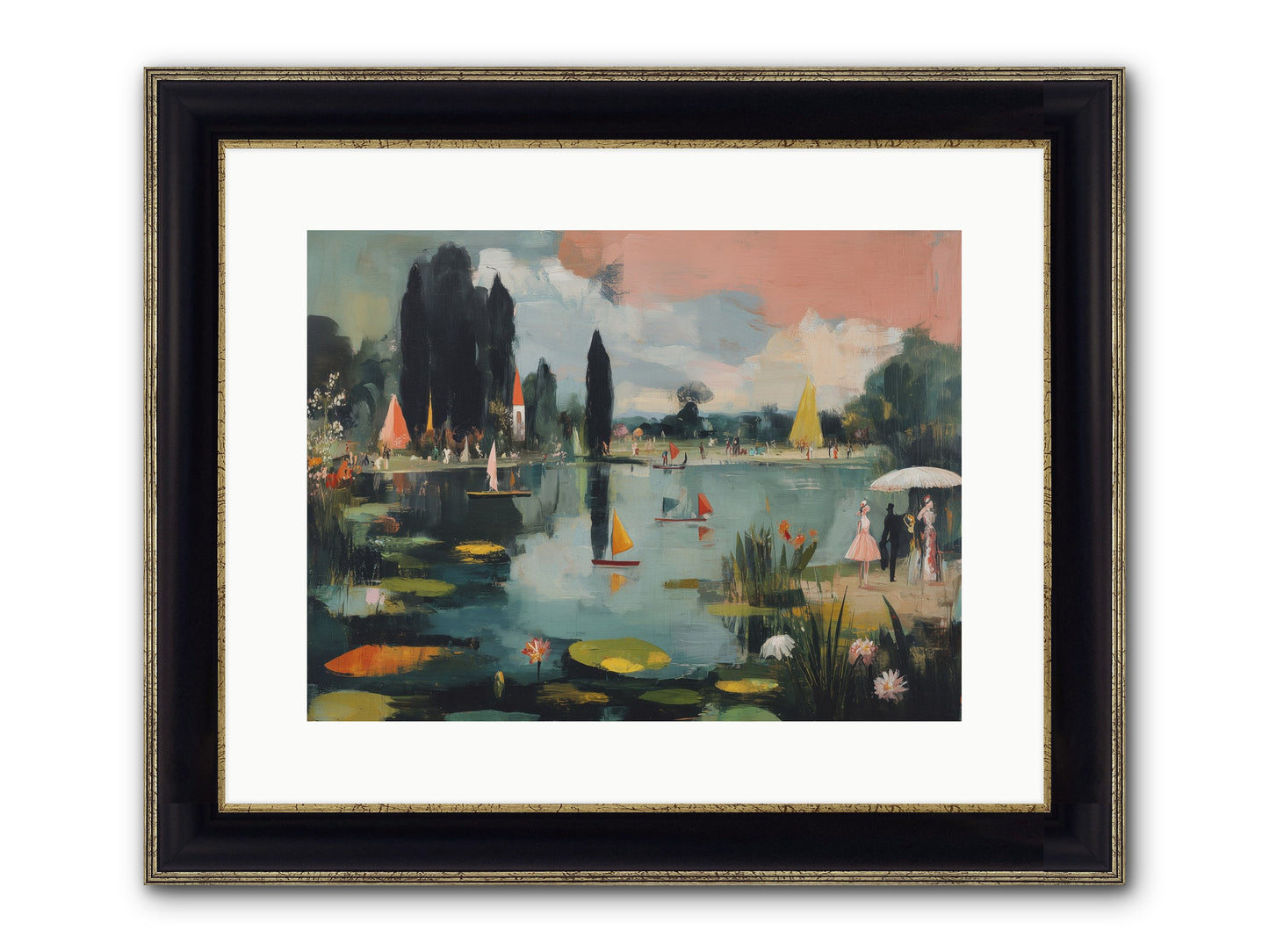 Across Still Waters Framed Print - Black & Gold 16x12