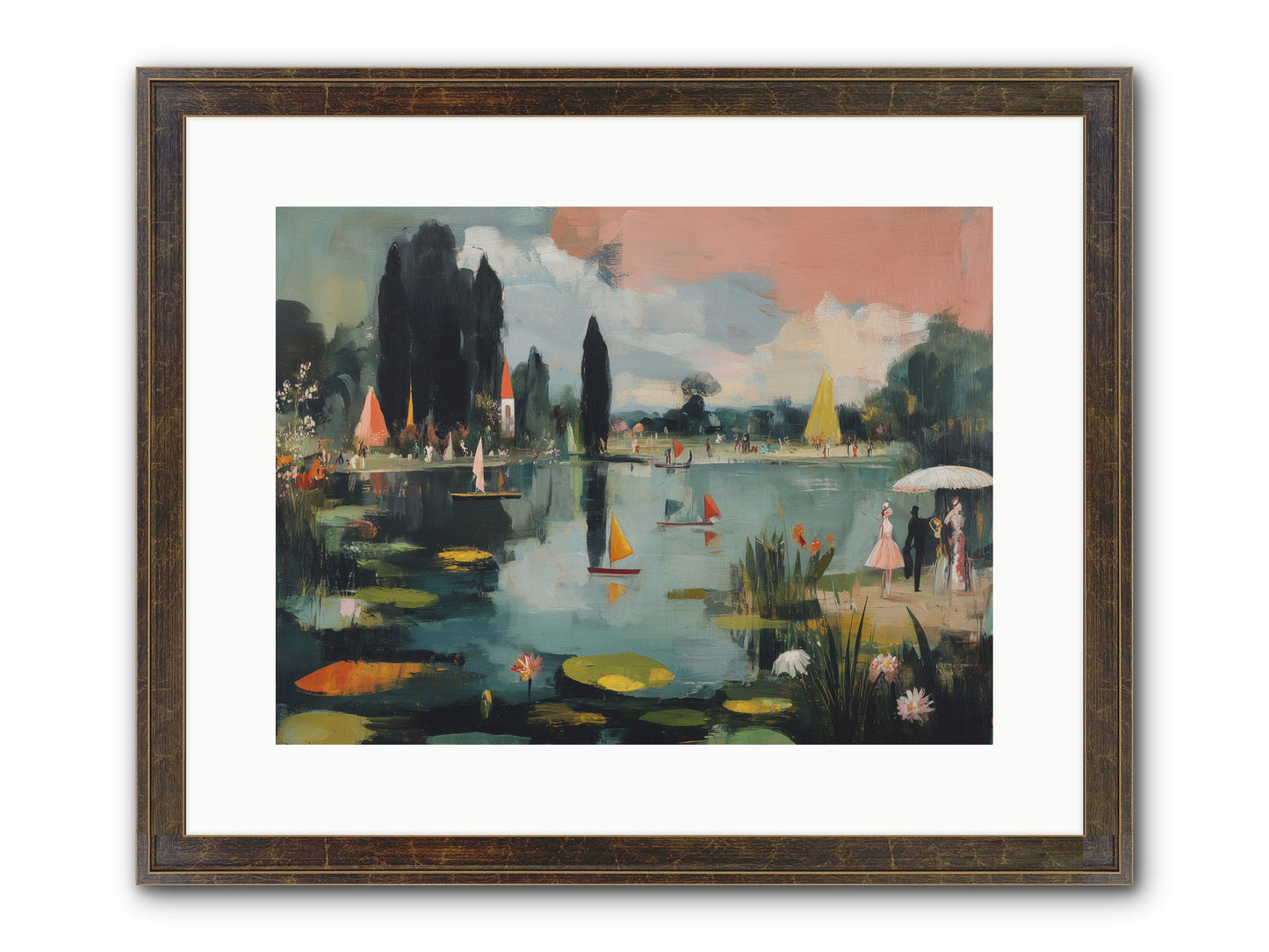Across Still Waters Framed Print - Slimwoods Black/Gold 16x12